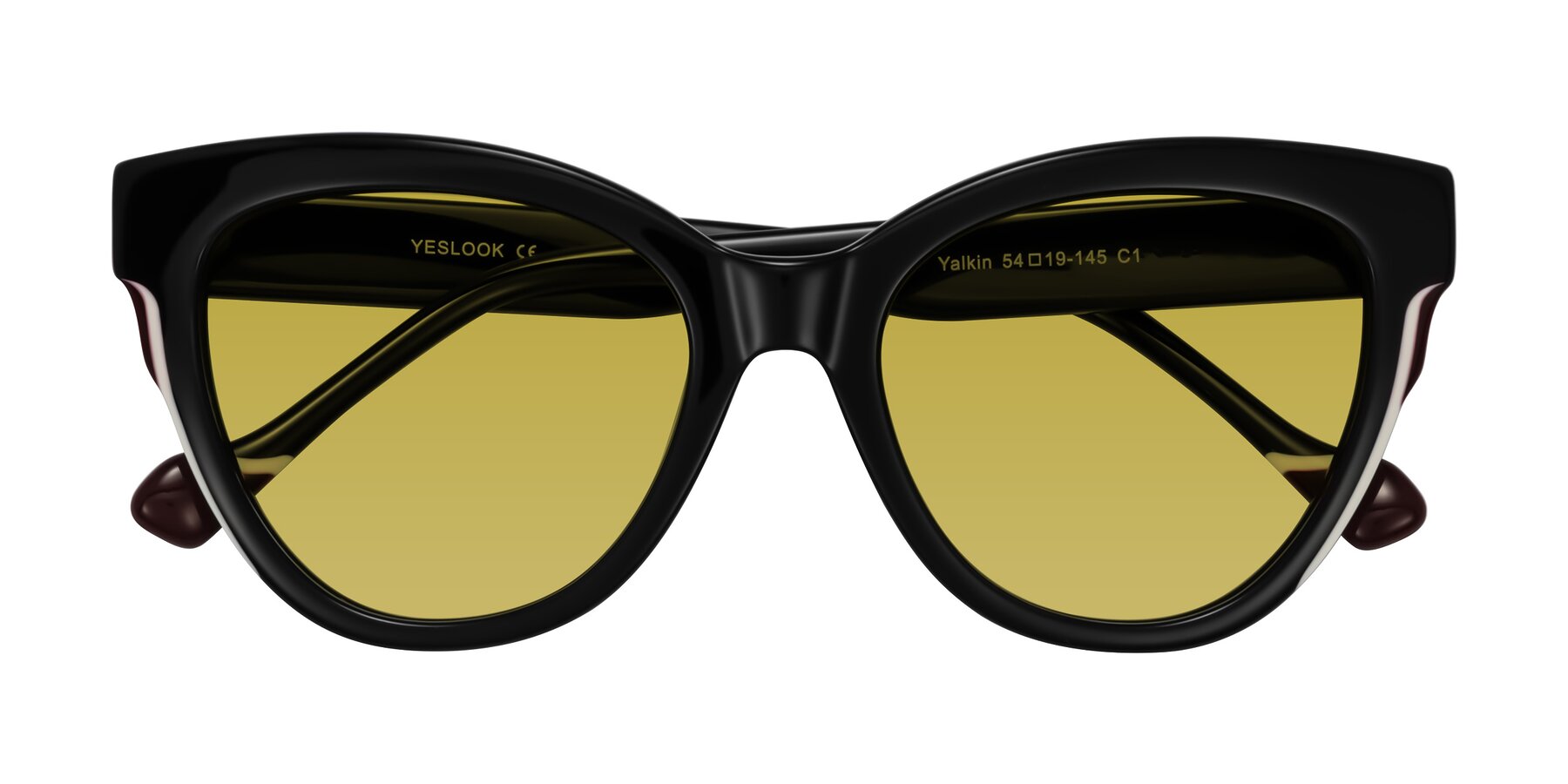 Folded Front of Yalkin in Black with Champagne Tinted Lenses