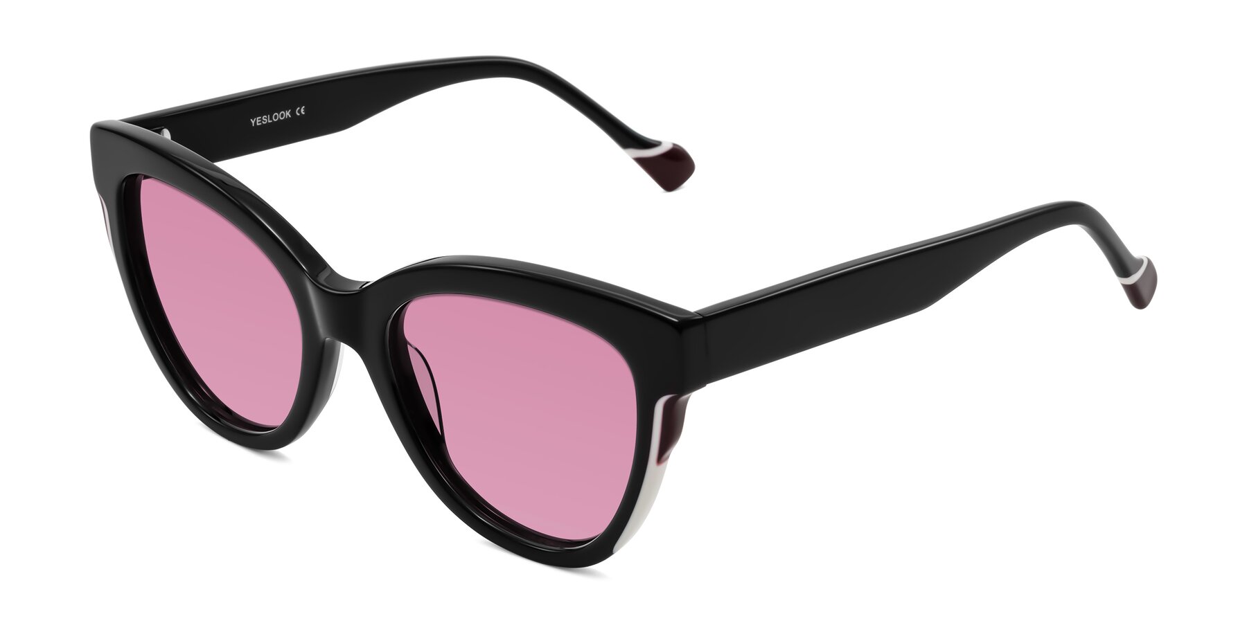 Angle of Yalkin in Black with Medium Wine Tinted Lenses