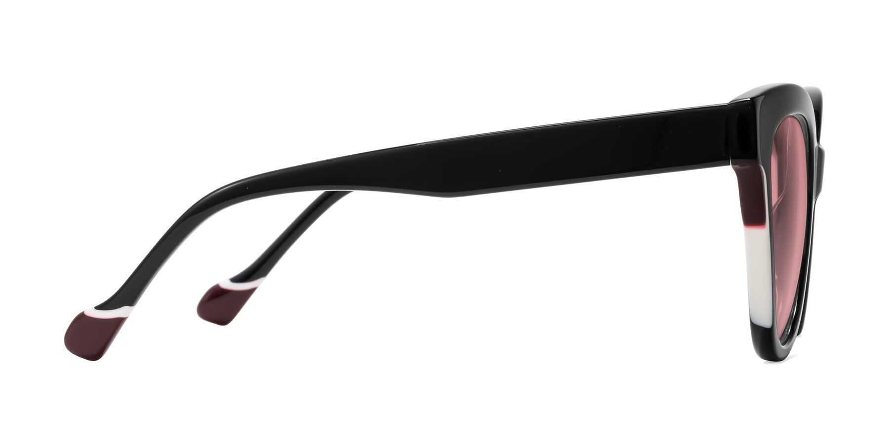 Side of Yalkin in Black with Medium Garnet Tinted Lenses