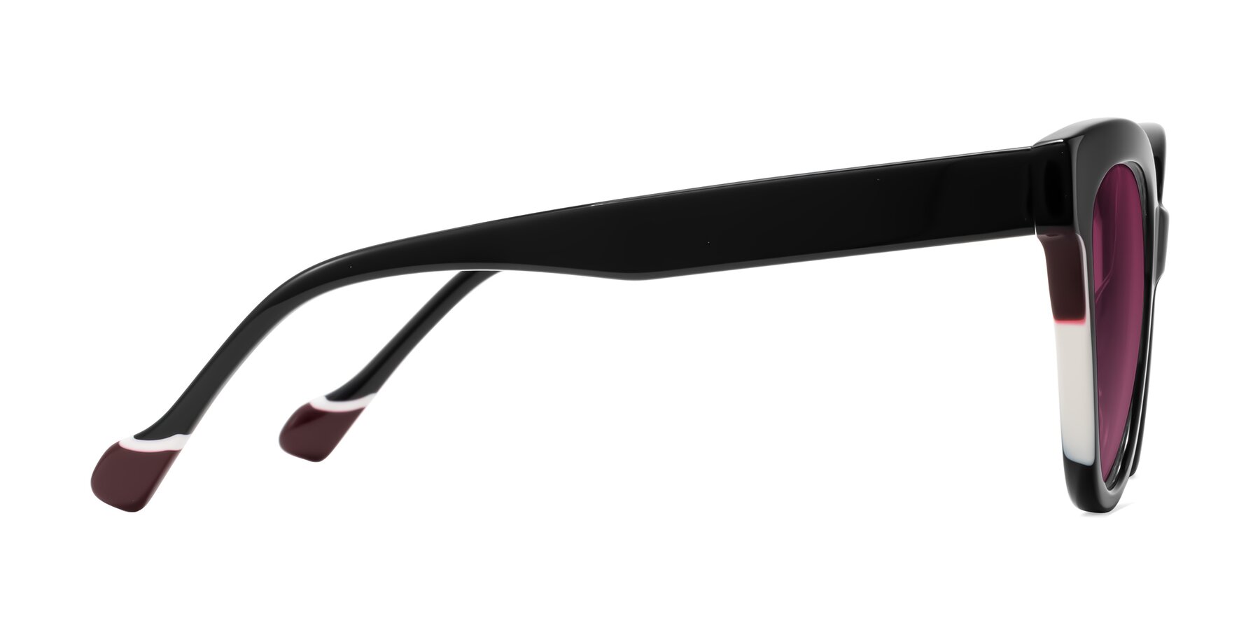 Side of Yalkin in Black with Wine Tinted Lenses
