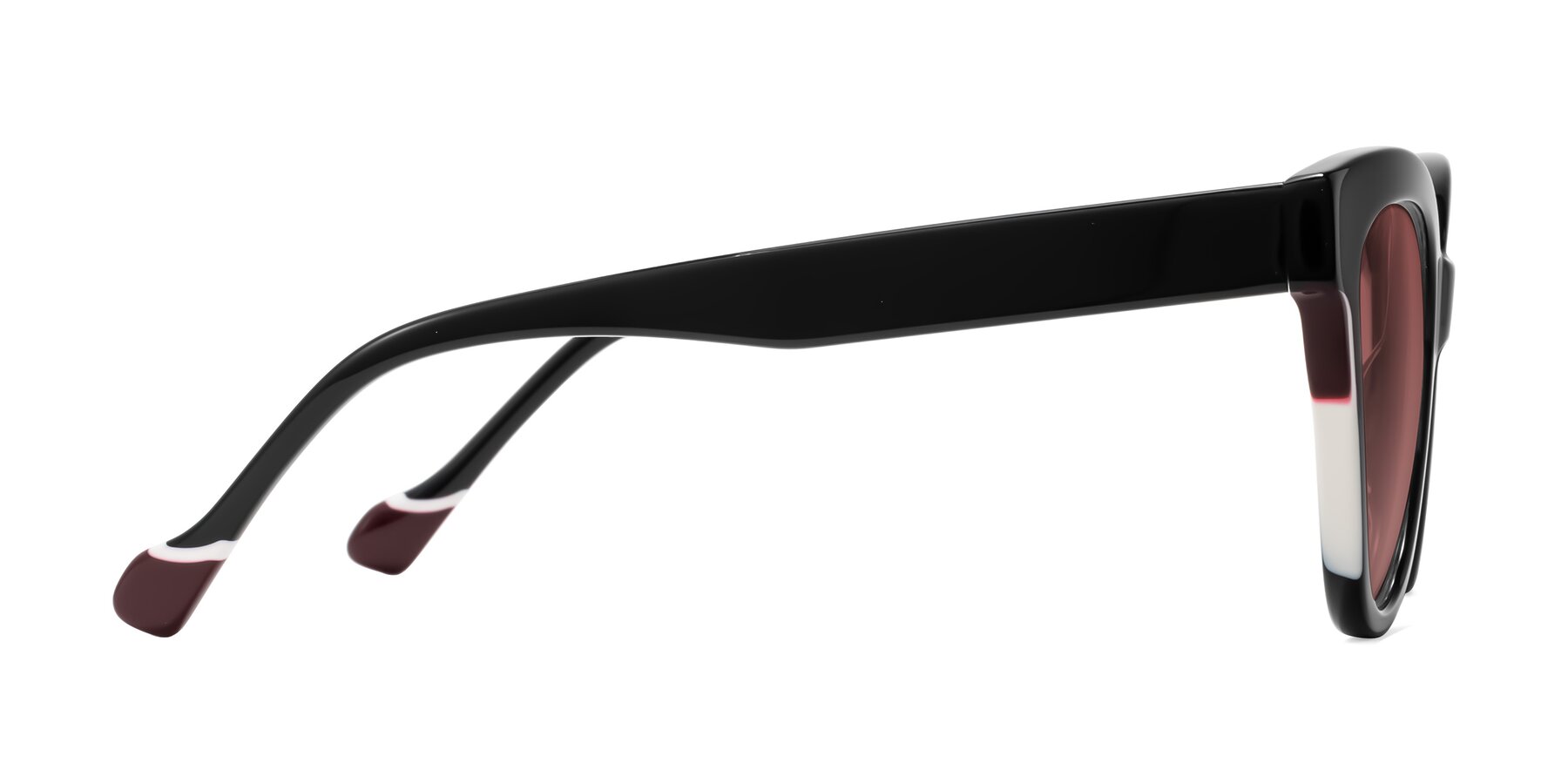 Side of Yalkin in Black with Garnet Tinted Lenses