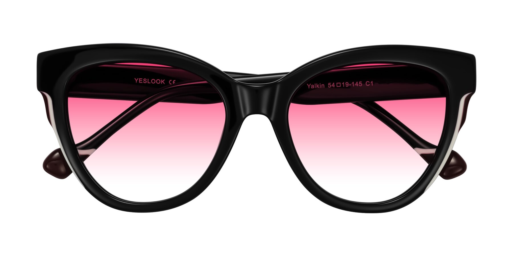 Folded Front of Yalkin in Black with Pink Gradient Lenses
