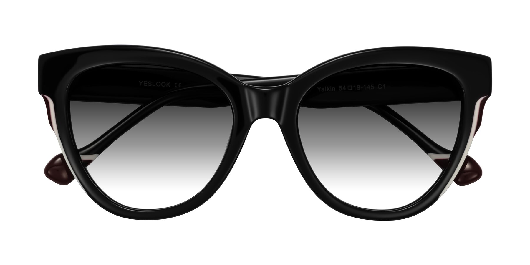 Folded Front of Yalkin in Black with Gray Gradient Lenses
