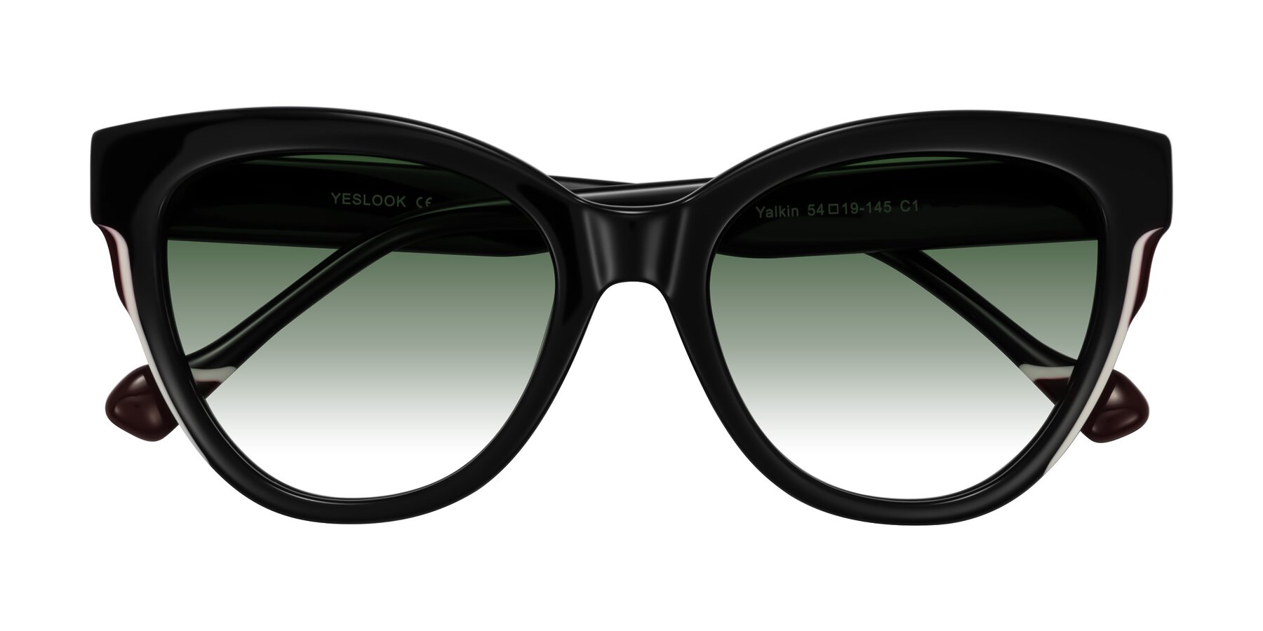 Folded Front of Yalkin in Black with Green Gradient Lenses