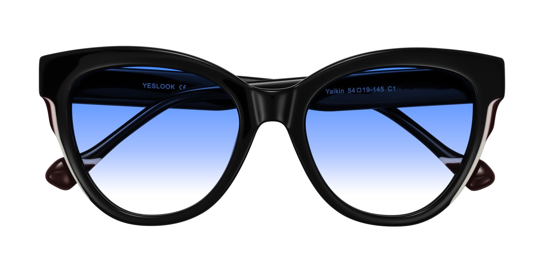 Folded Front of Yalkin in Black with Blue Gradient Lenses