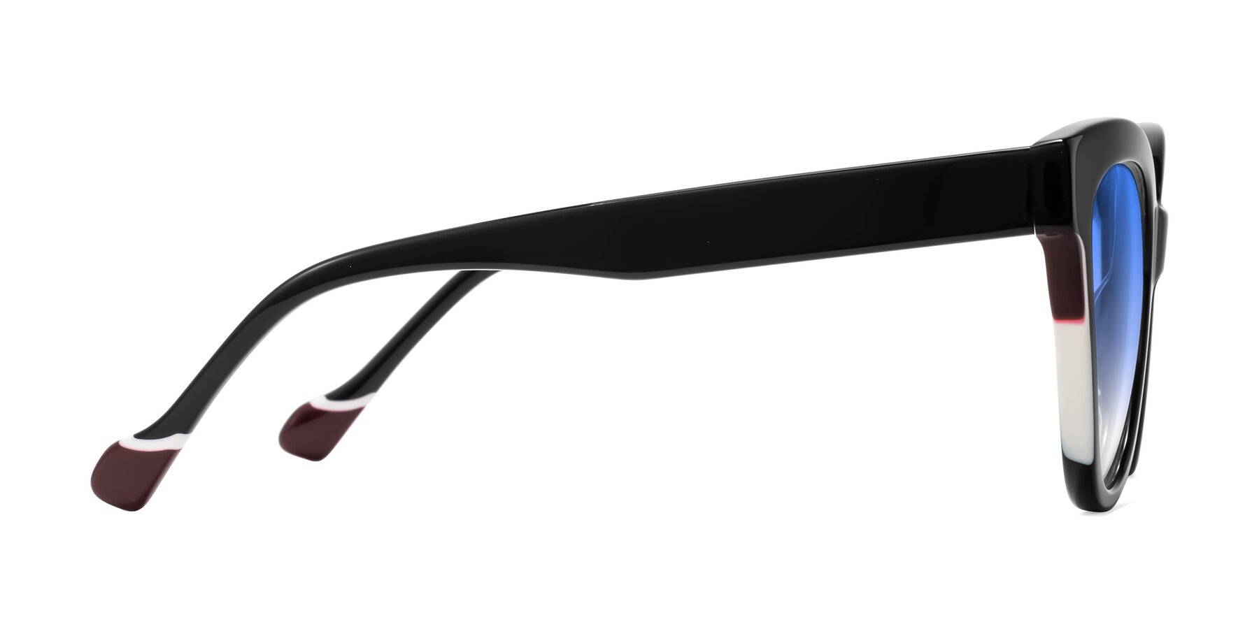 Side of Yalkin in Black with Blue Gradient Lenses