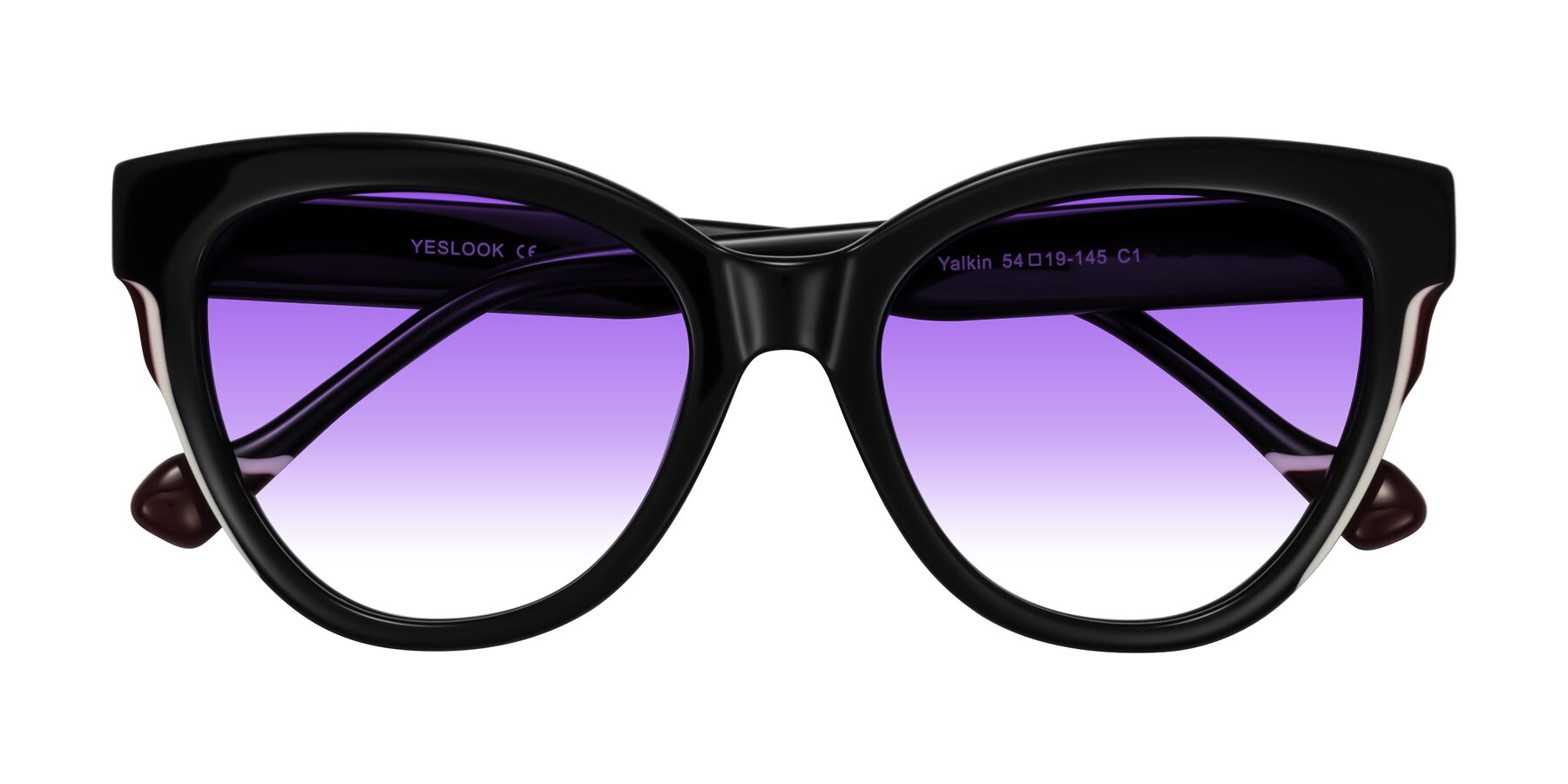 Folded Front of Yalkin in Black with Purple Gradient Lenses