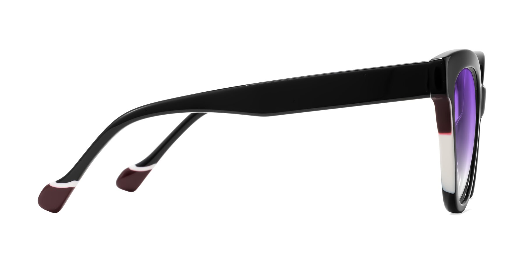 Side of Yalkin in Black with Purple Gradient Lenses