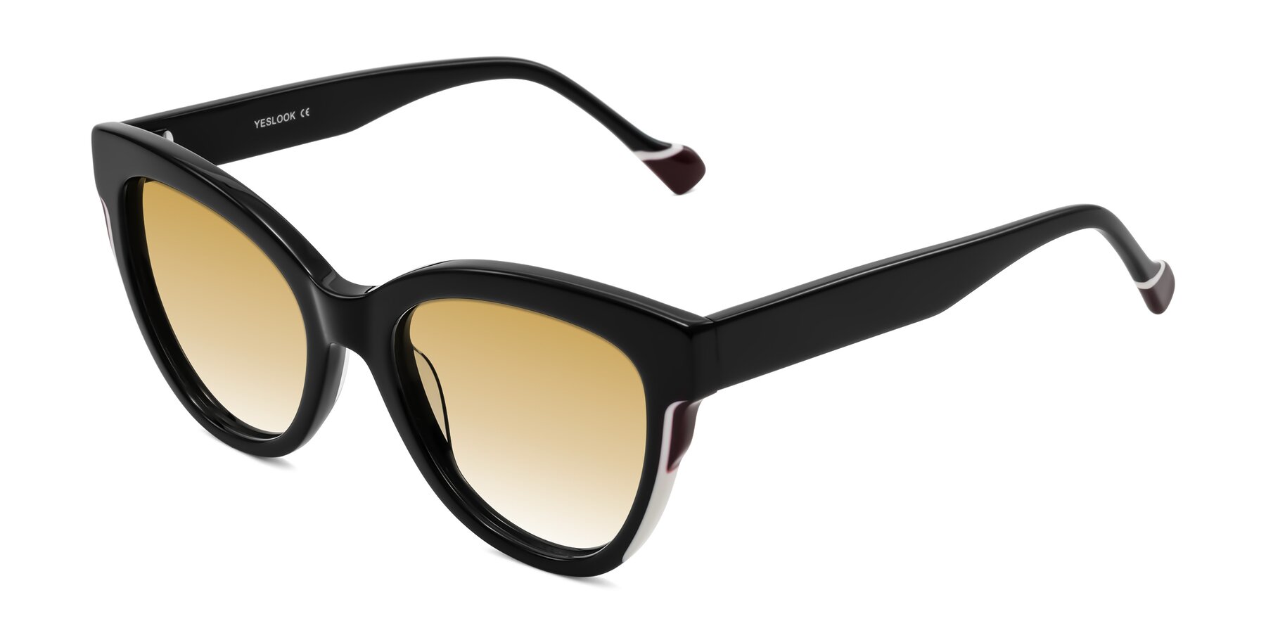 Angle of Yalkin in Black with Champagne Gradient Lenses
