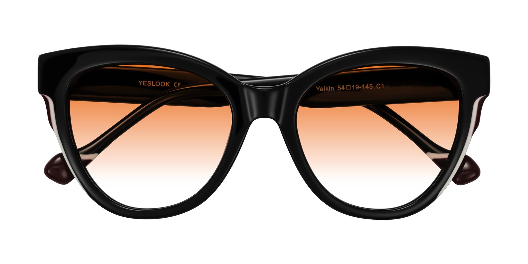 Folded Front of Yalkin in Black with Orange Gradient Lenses