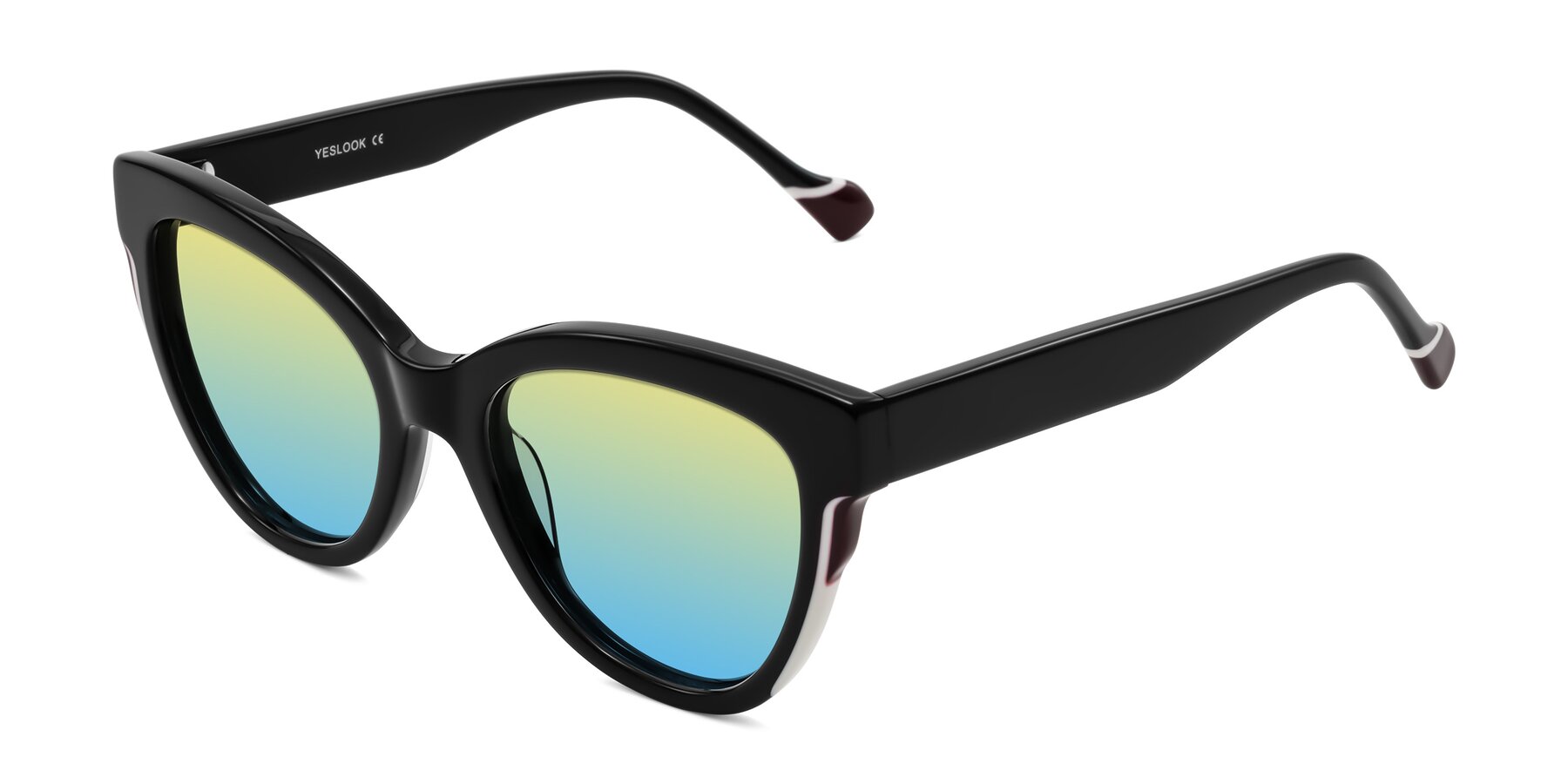 Angle of Yalkin in Black with Yellow / Blue Gradient Lenses
