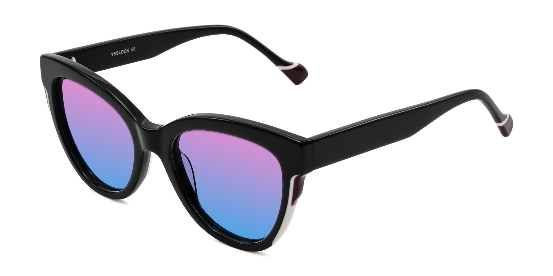 Angle of Yalkin in Black with Pink / Blue Gradient Lenses