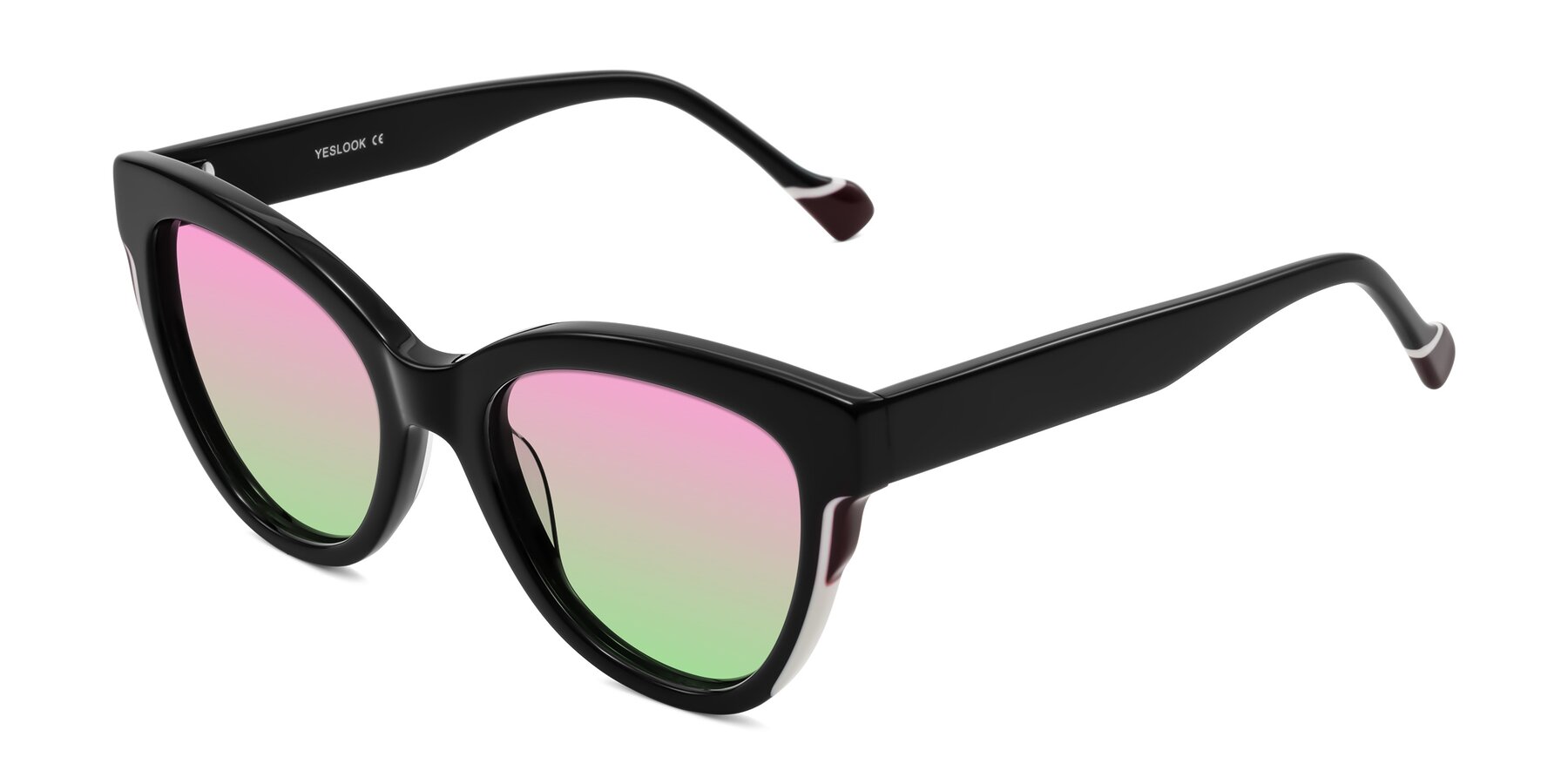 Angle of Yalkin in Black with Pink / Green Gradient Lenses