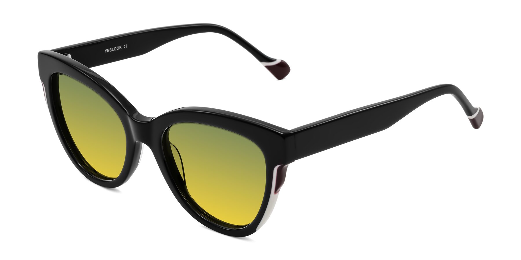 Angle of Yalkin in Black with Green / Yellow Gradient Lenses