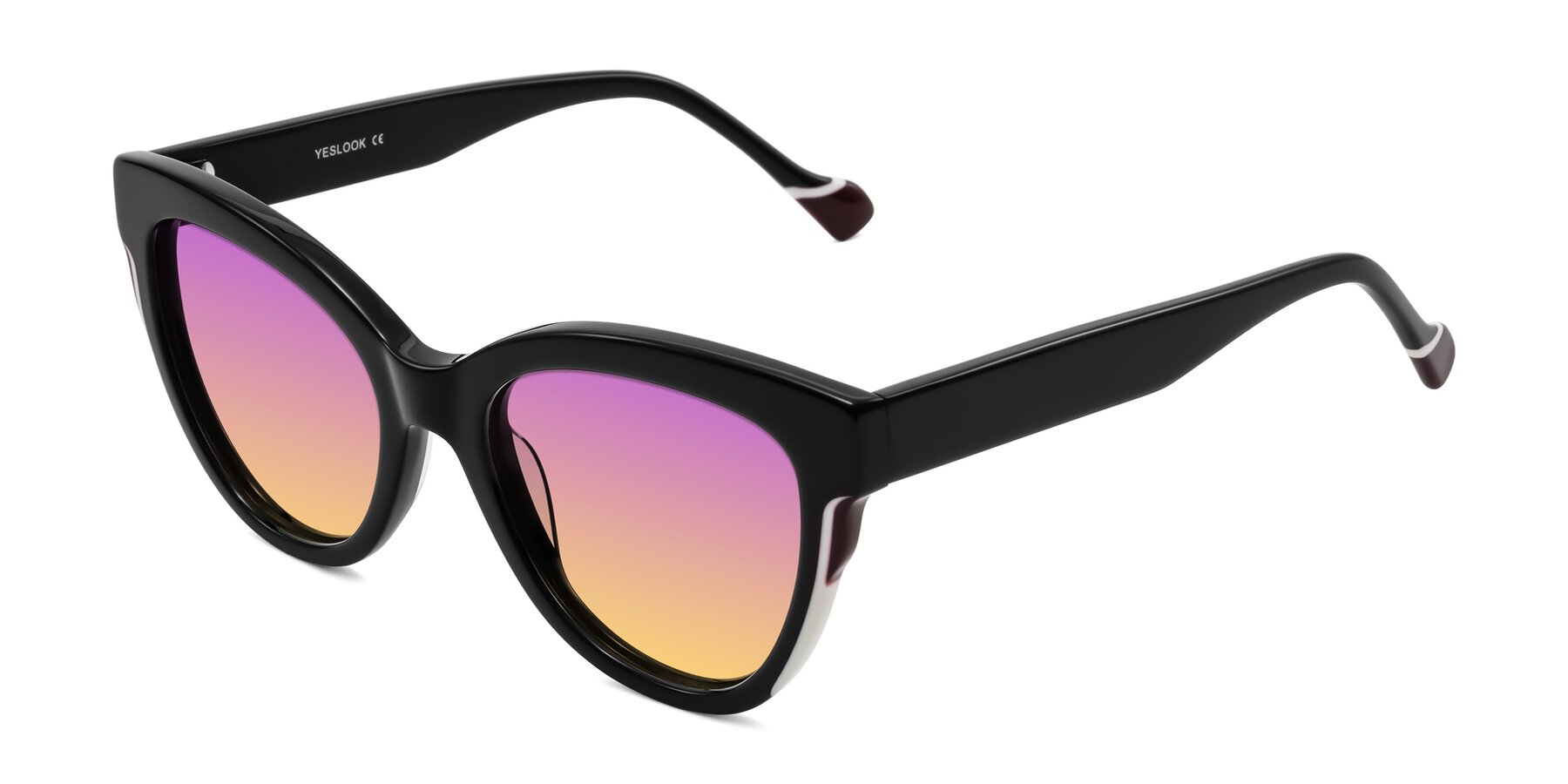 Angle of Yalkin in Black with Purple / Yellow Gradient Lenses