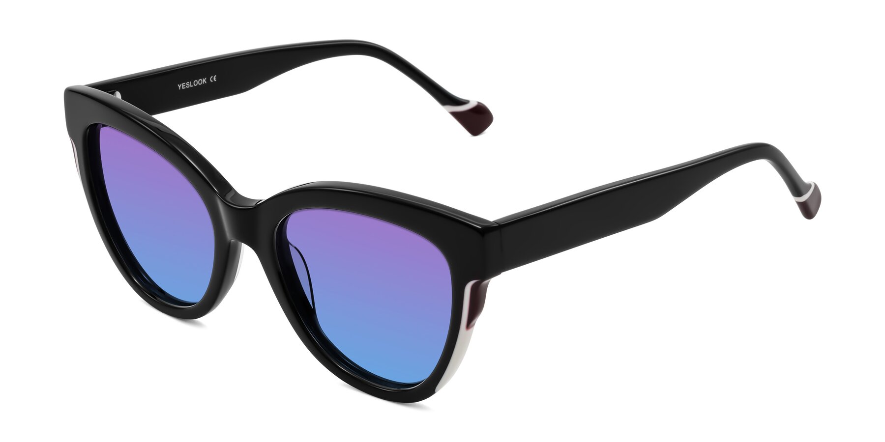 Angle of Yalkin in Black with Purple / Blue Gradient Lenses