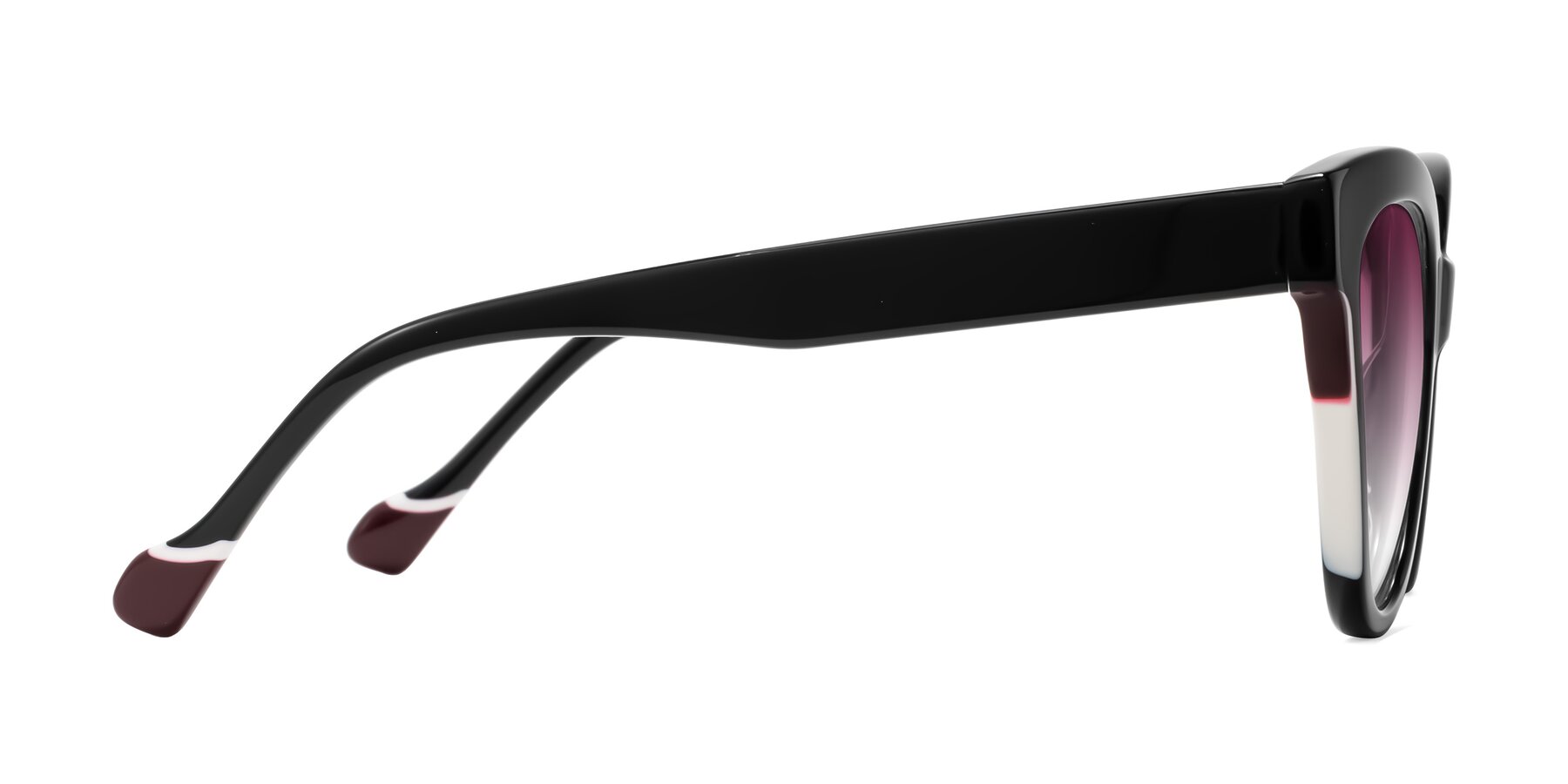 Side of Yalkin in Black with Wine Gradient Lenses