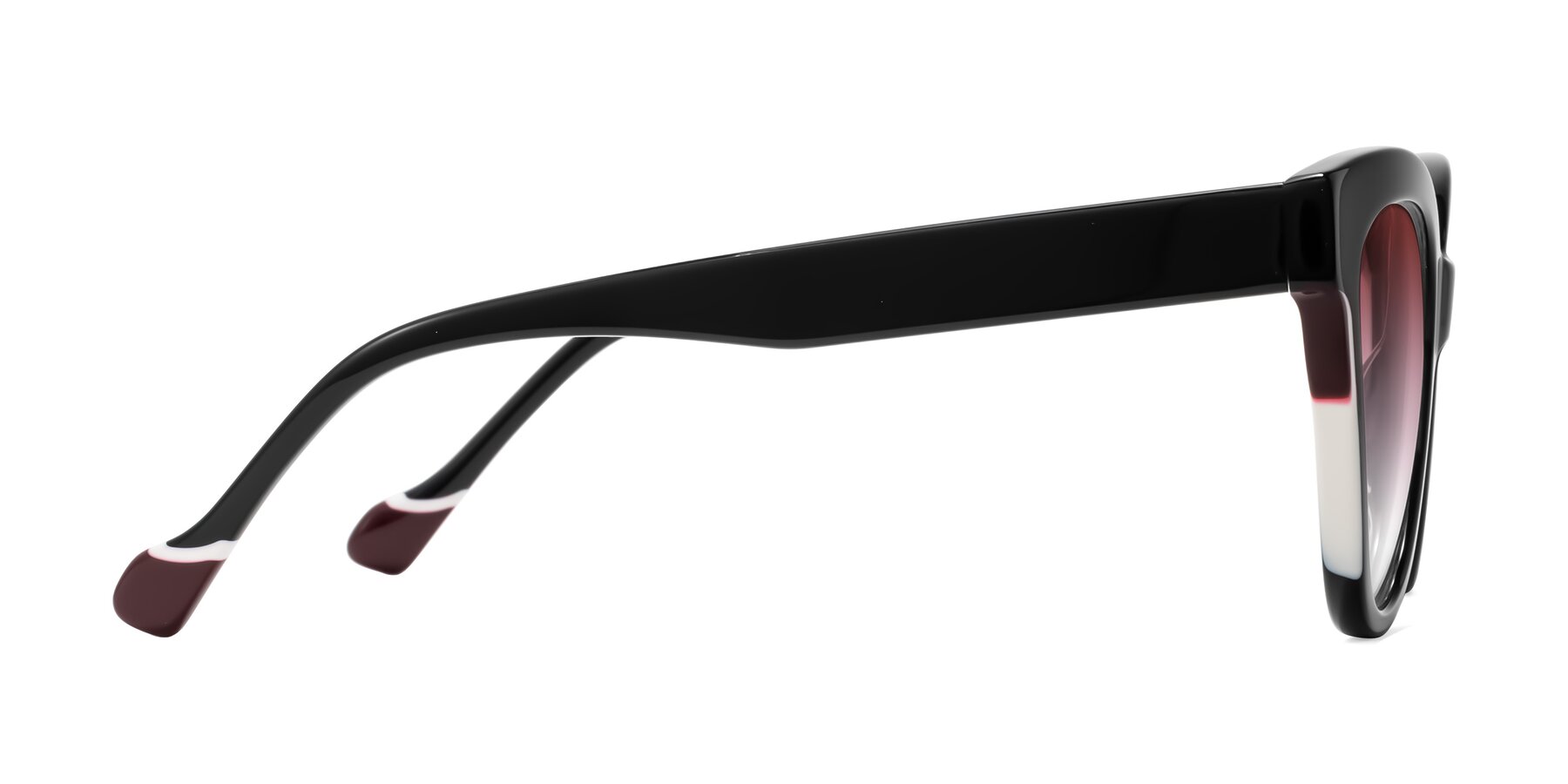 Side of Yalkin in Black with Garnet Gradient Lenses