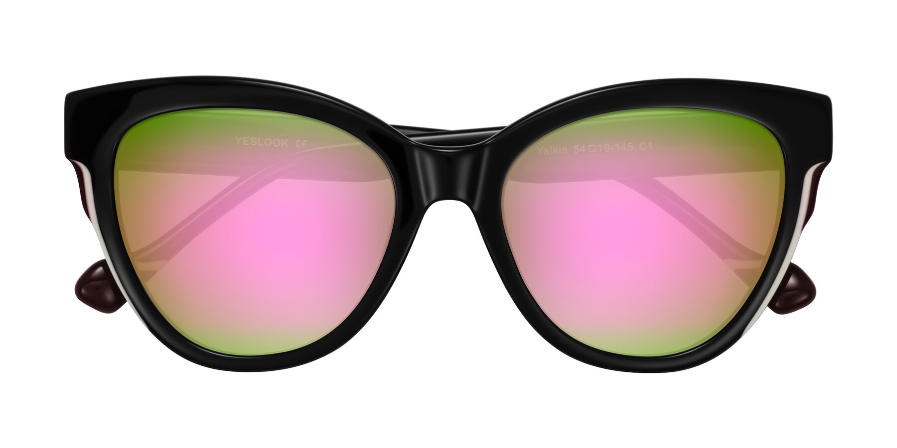 Folded Front of Yalkin in Black with Pink Mirrored Lenses