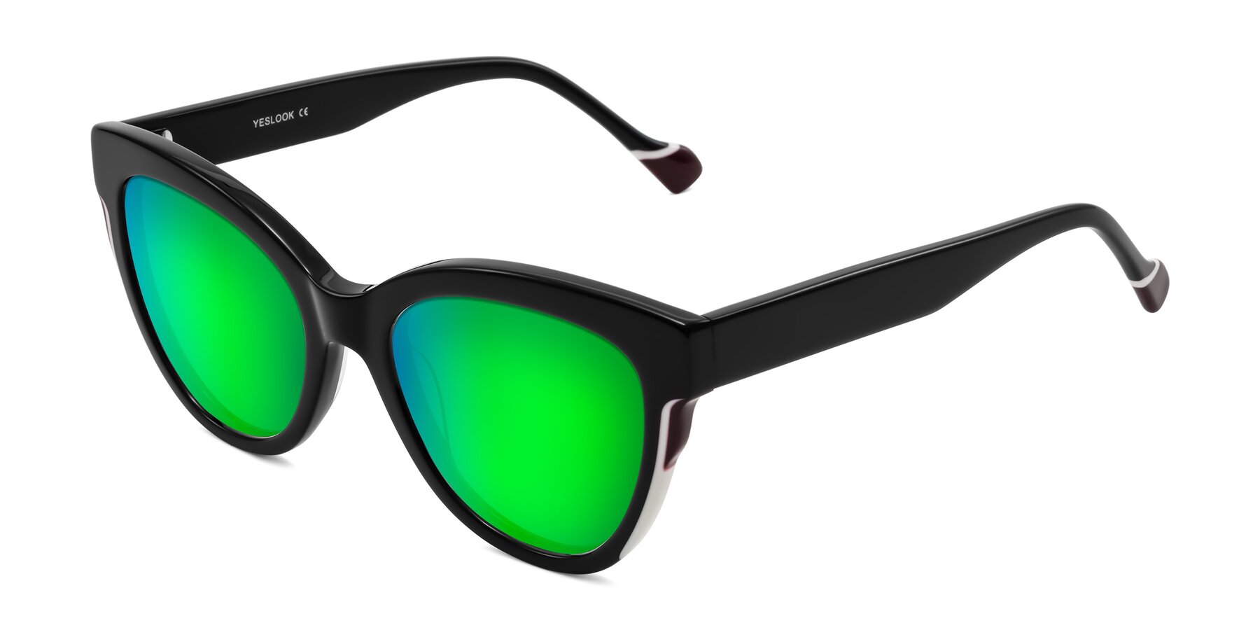 Angle of Yalkin in Black with Green Mirrored Lenses