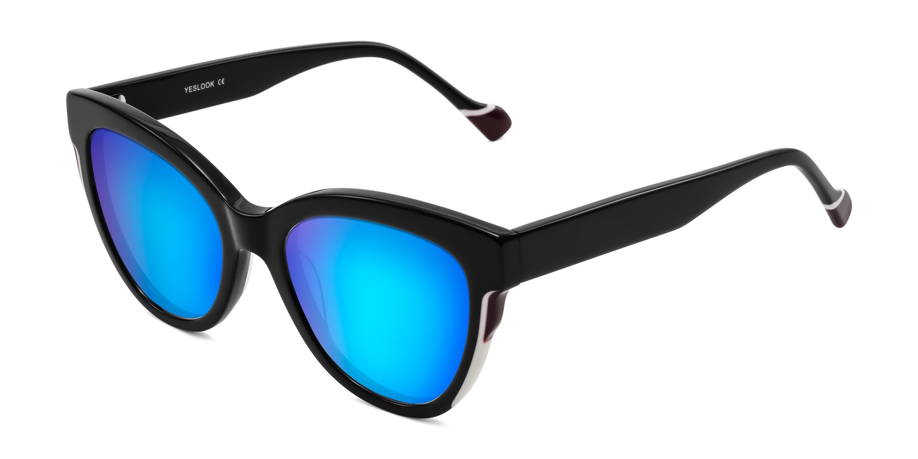 Angle of Yalkin in Black with Blue Mirrored Lenses