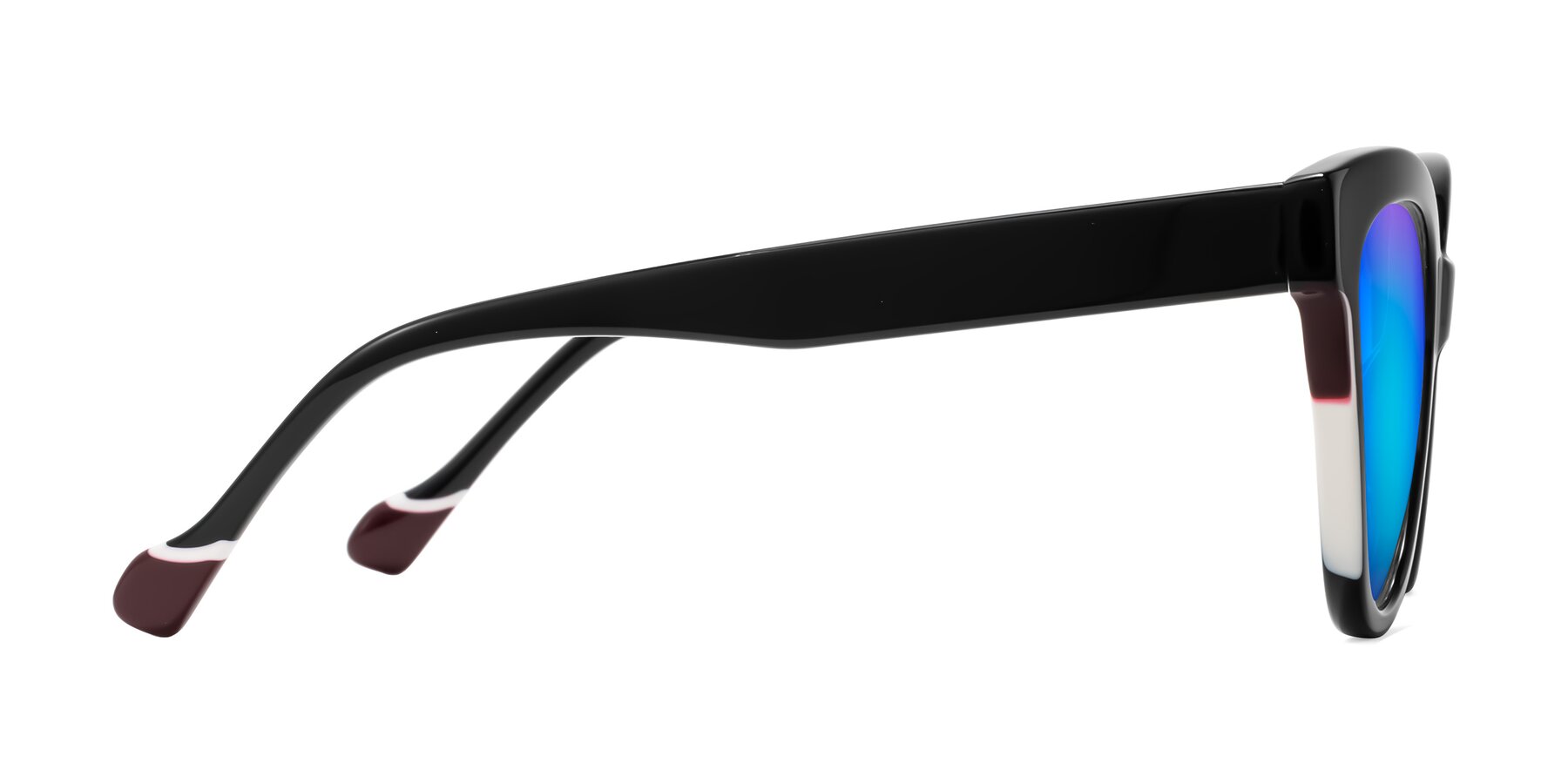 Side of Yalkin in Black with Blue Mirrored Lenses