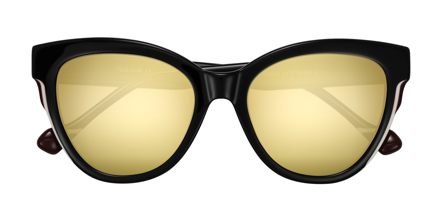 Folded Front of Yalkin in Black with Gold Mirrored Lenses