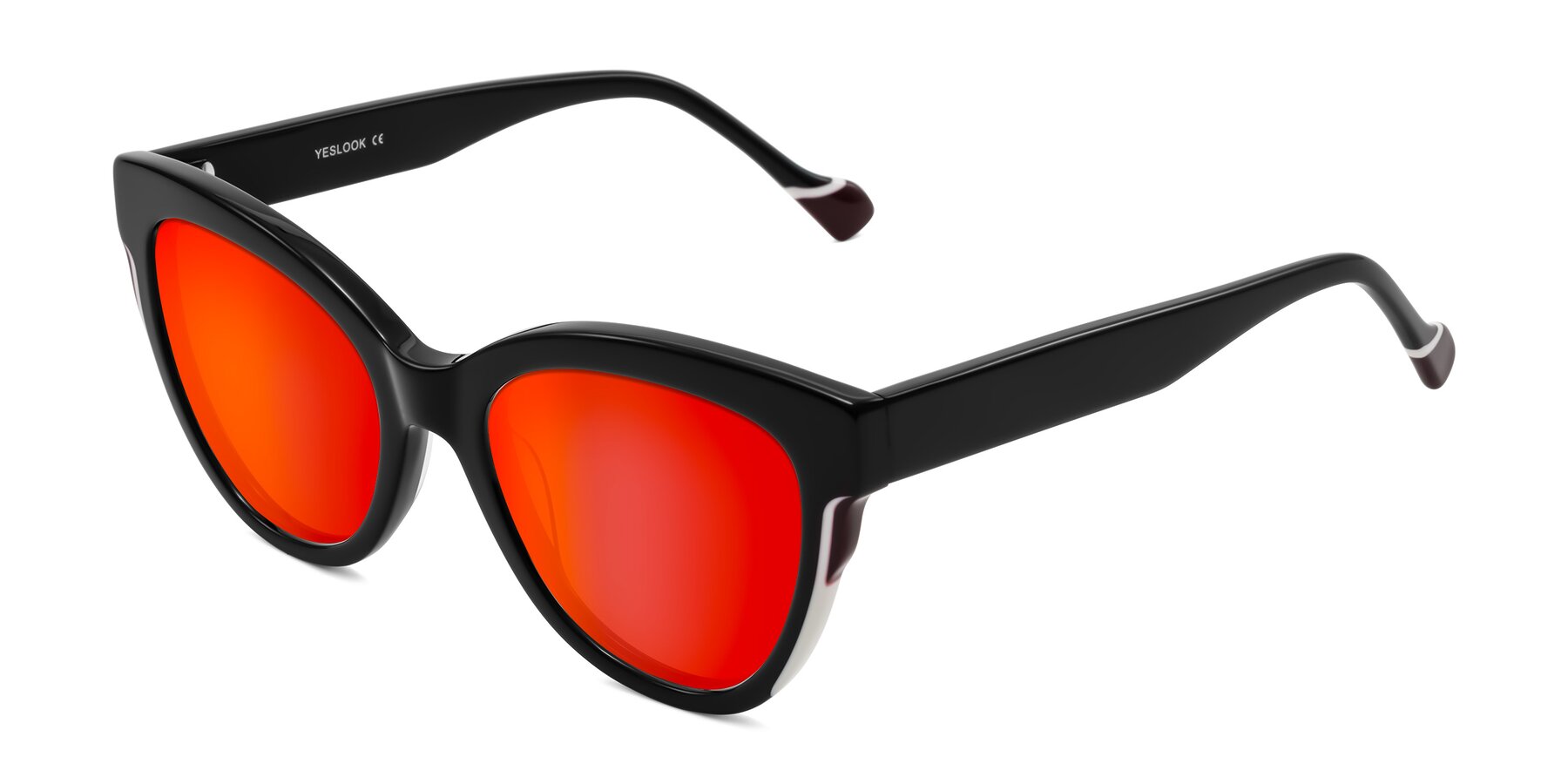 Angle of Yalkin in Black with Red Gold Mirrored Lenses