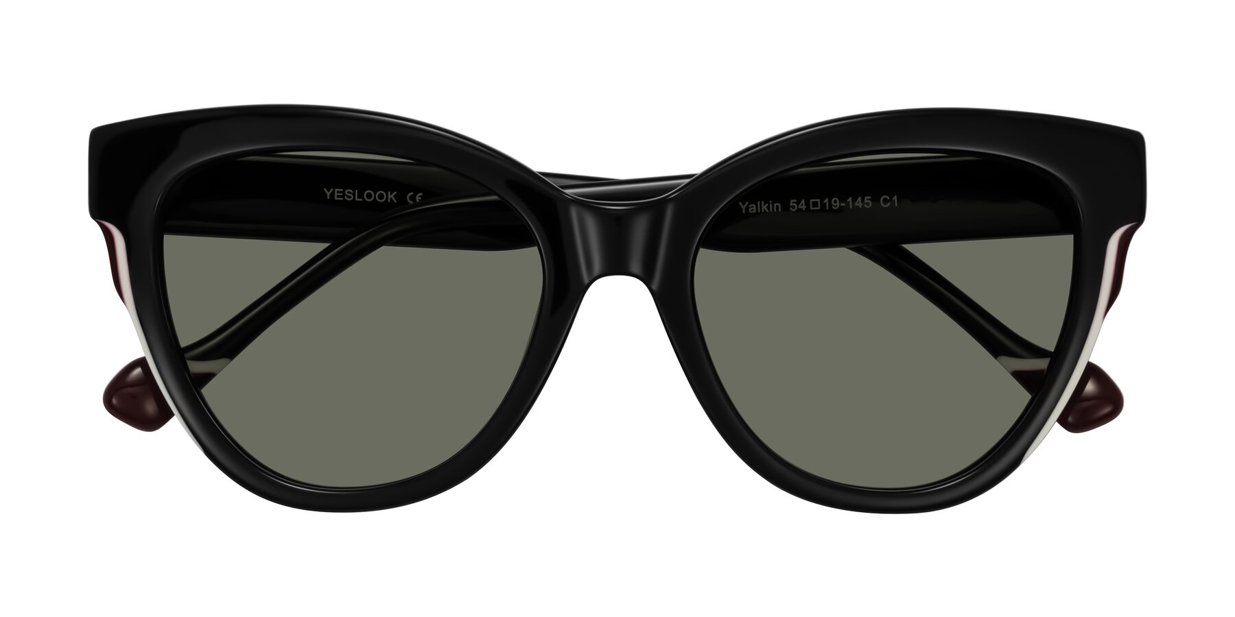 Folded Front of Yalkin in Black with Gray Polarized Lenses