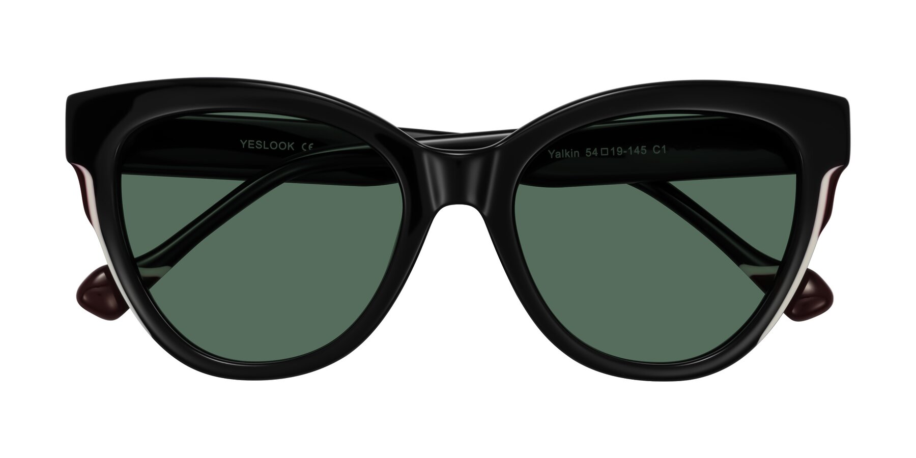 Folded Front of Yalkin in Black with Green Polarized Lenses