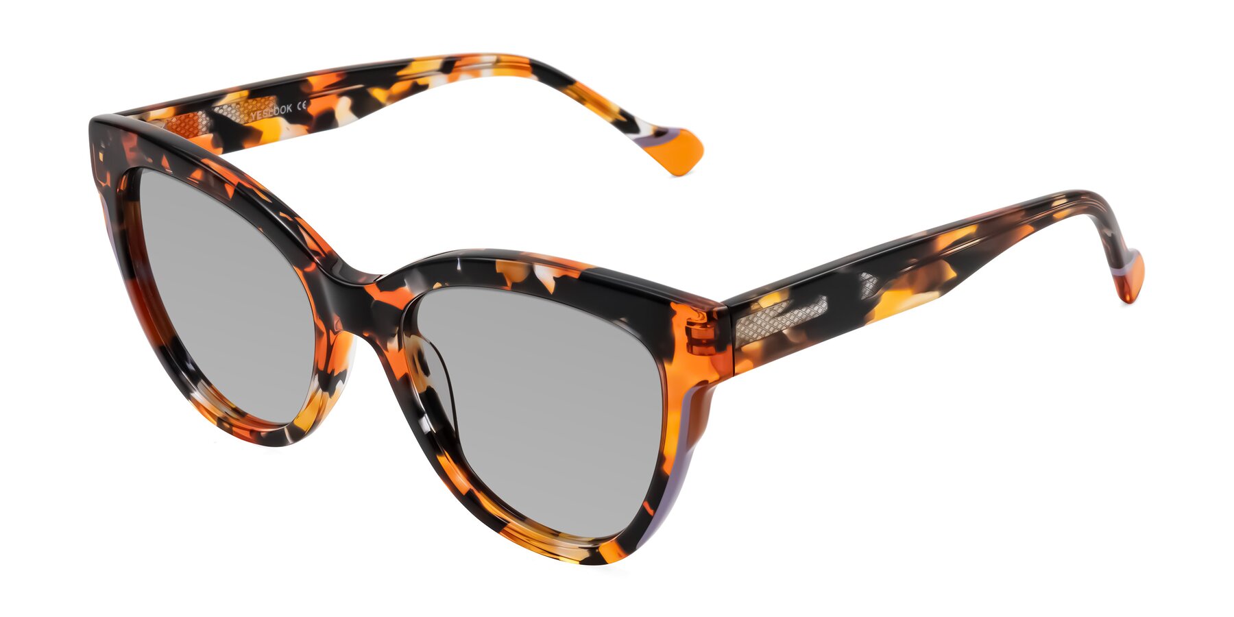 Angle of Yalkin in Orange Tortoise with Light Gray Tinted Lenses