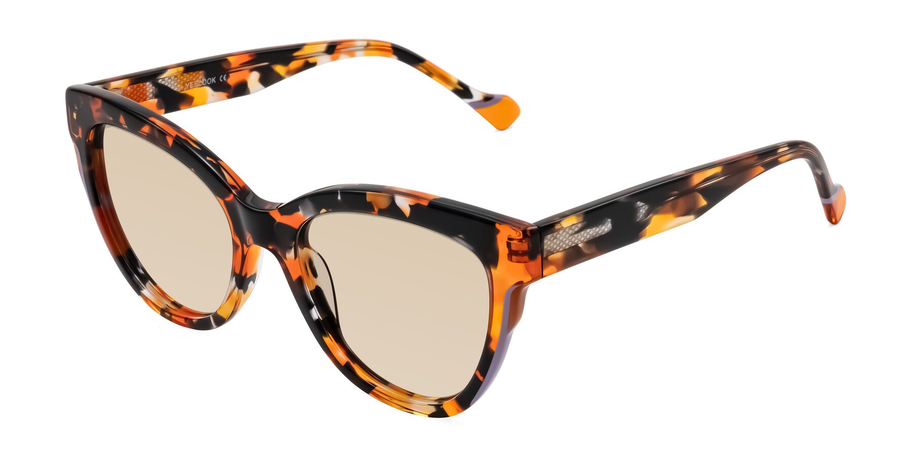 Angle of Yalkin in Orange Tortoise with Light Brown Tinted Lenses