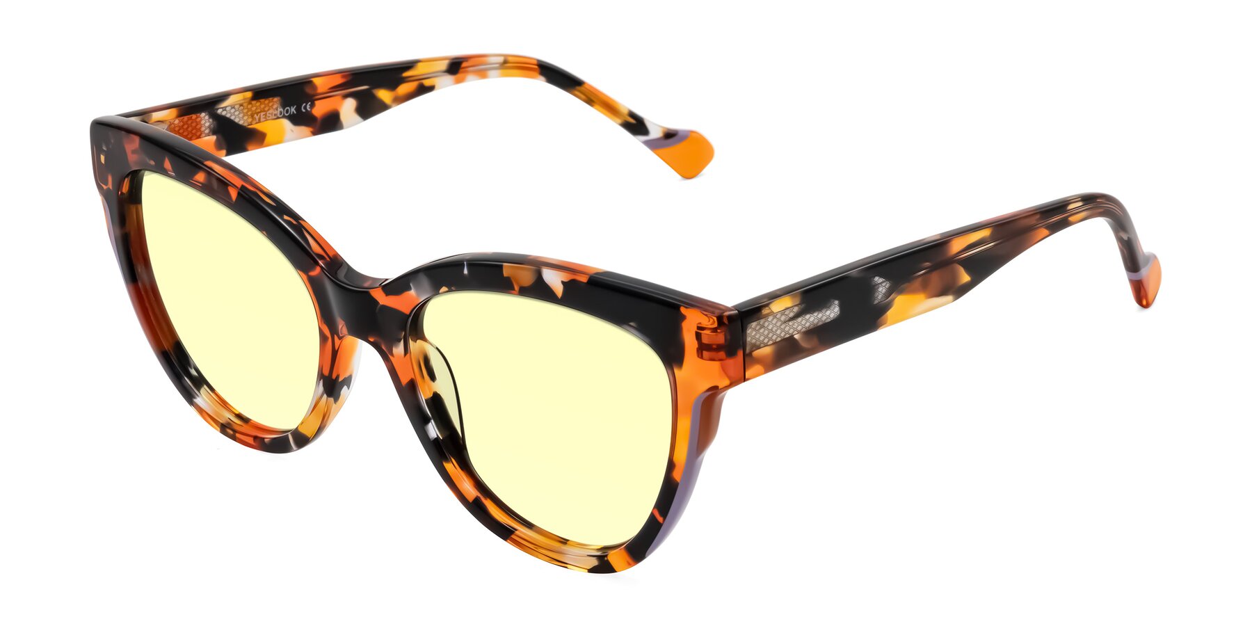 Angle of Yalkin in Orange Tortoise with Light Yellow Tinted Lenses