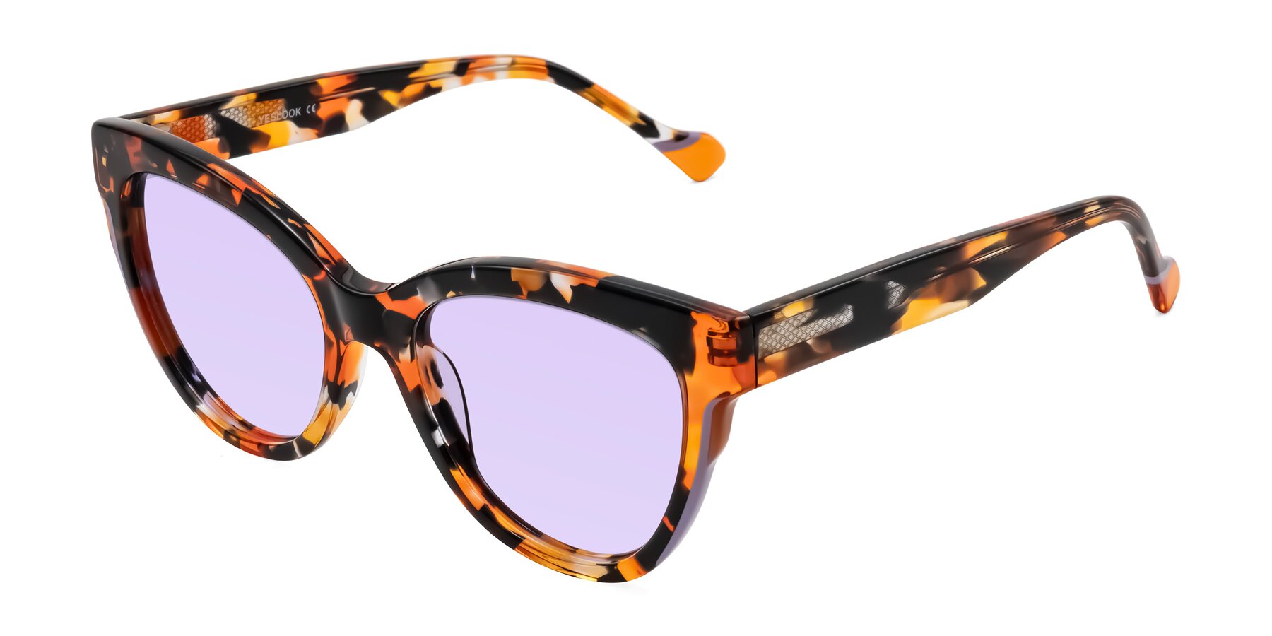 Angle of Yalkin in Orange Tortoise with Light Purple Tinted Lenses
