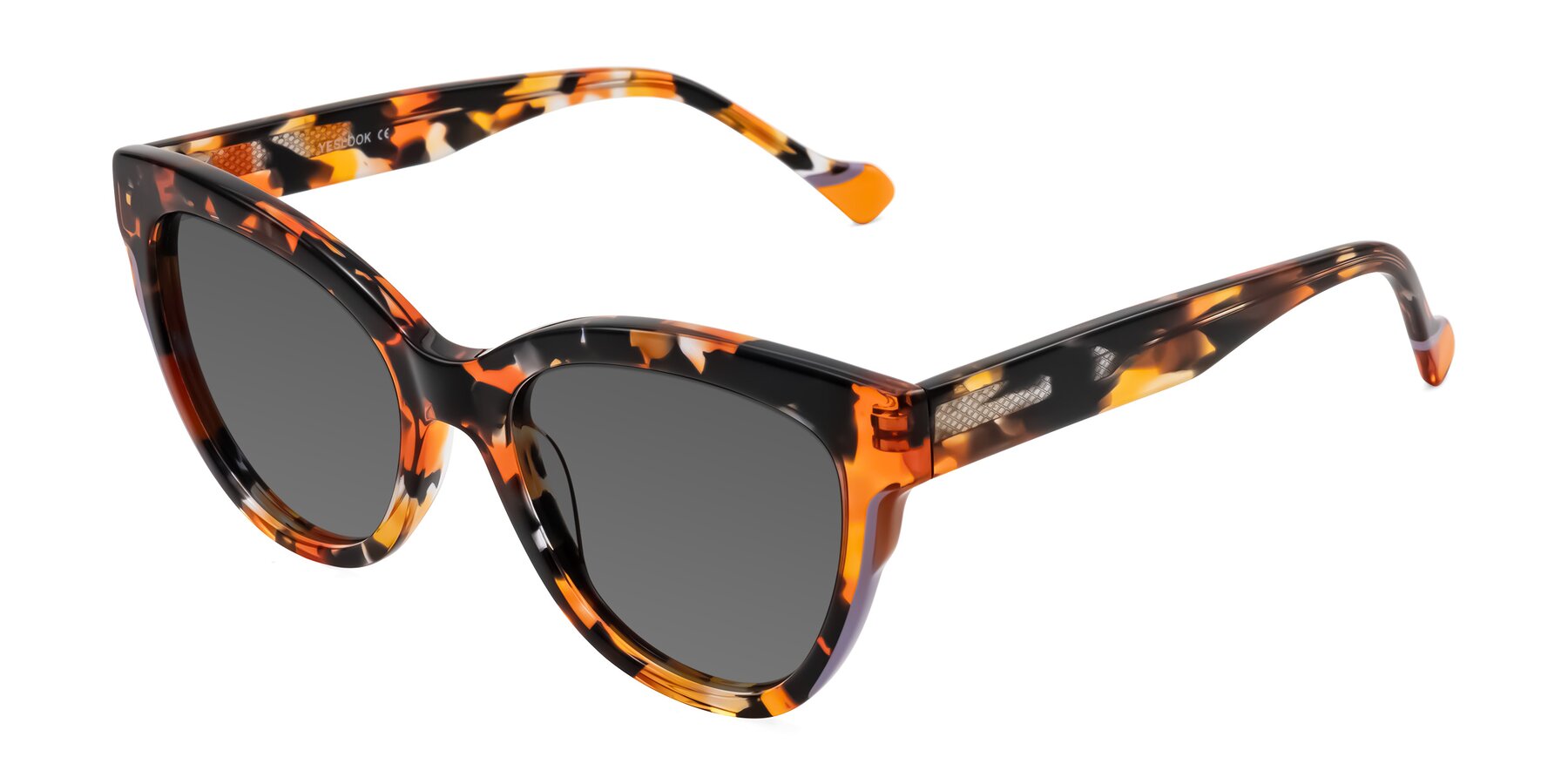 Angle of Yalkin in Orange Tortoise with Medium Gray Tinted Lenses