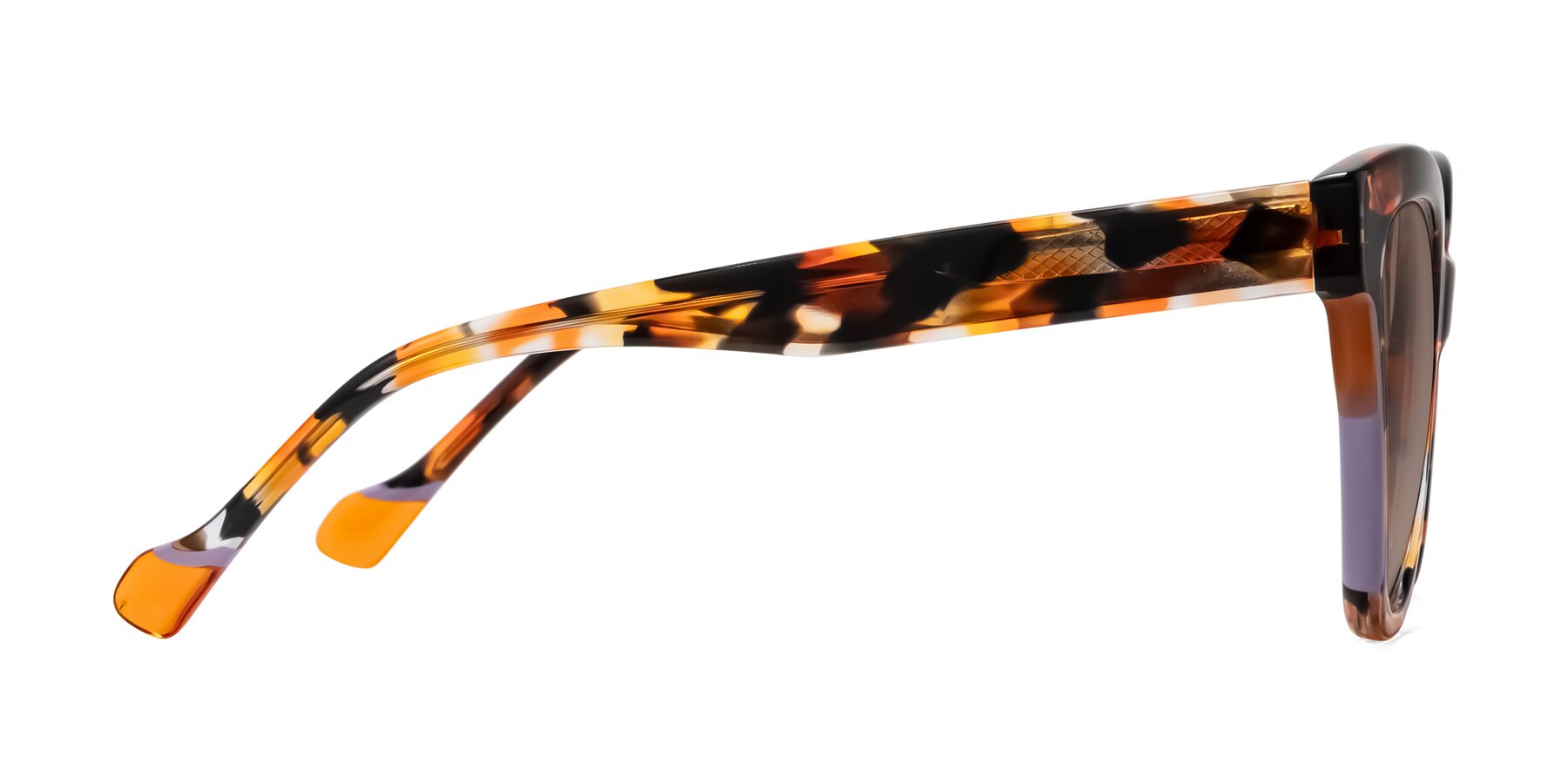 Side of Yalkin in Orange Tortoise with Medium Brown Tinted Lenses