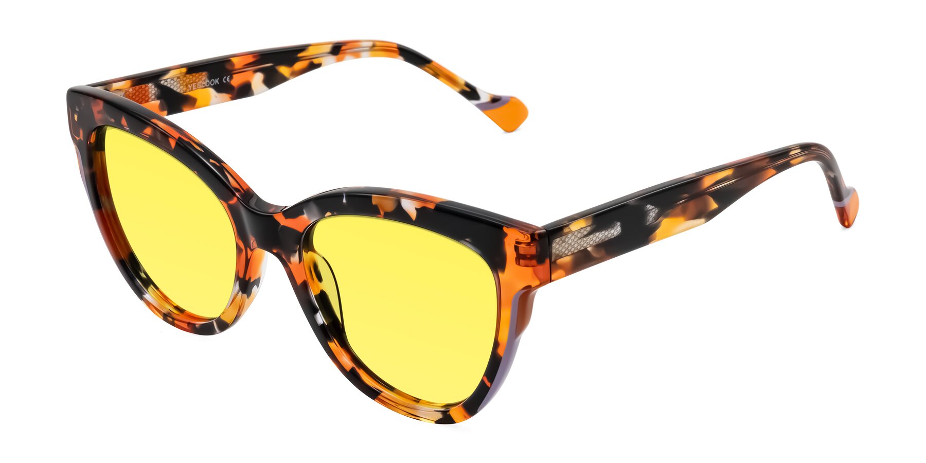 Angle of Yalkin in Orange Tortoise with Medium Yellow Tinted Lenses