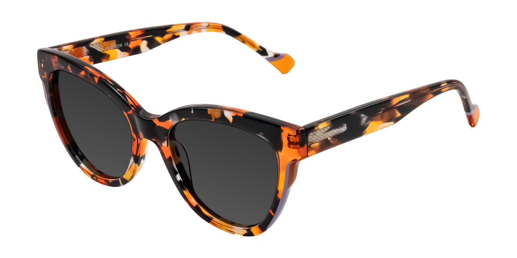 Angle of Yalkin in Orange Tortoise with Gray Tinted Lenses