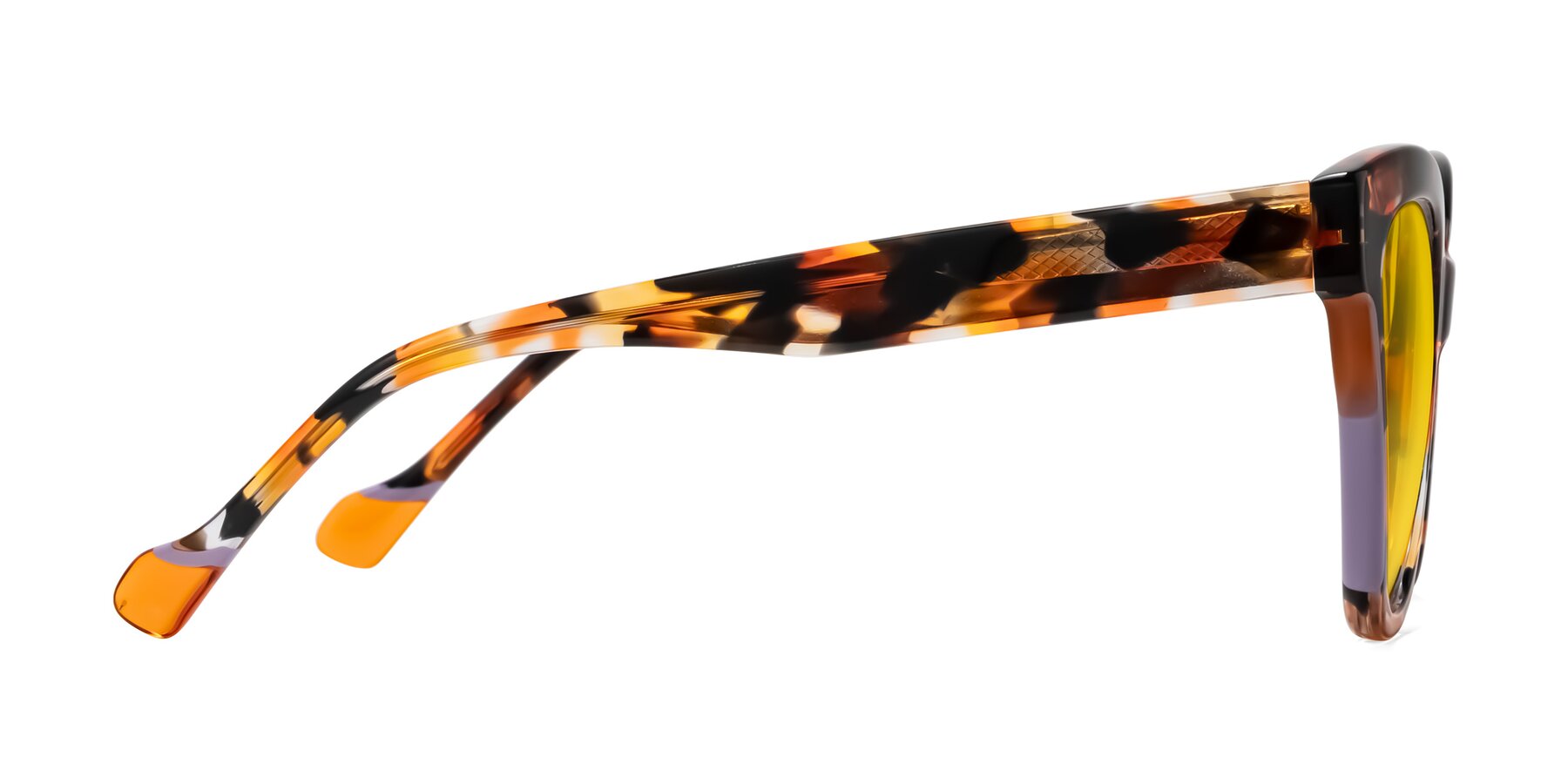Side of Yalkin in Orange Tortoise with Yellow Tinted Lenses