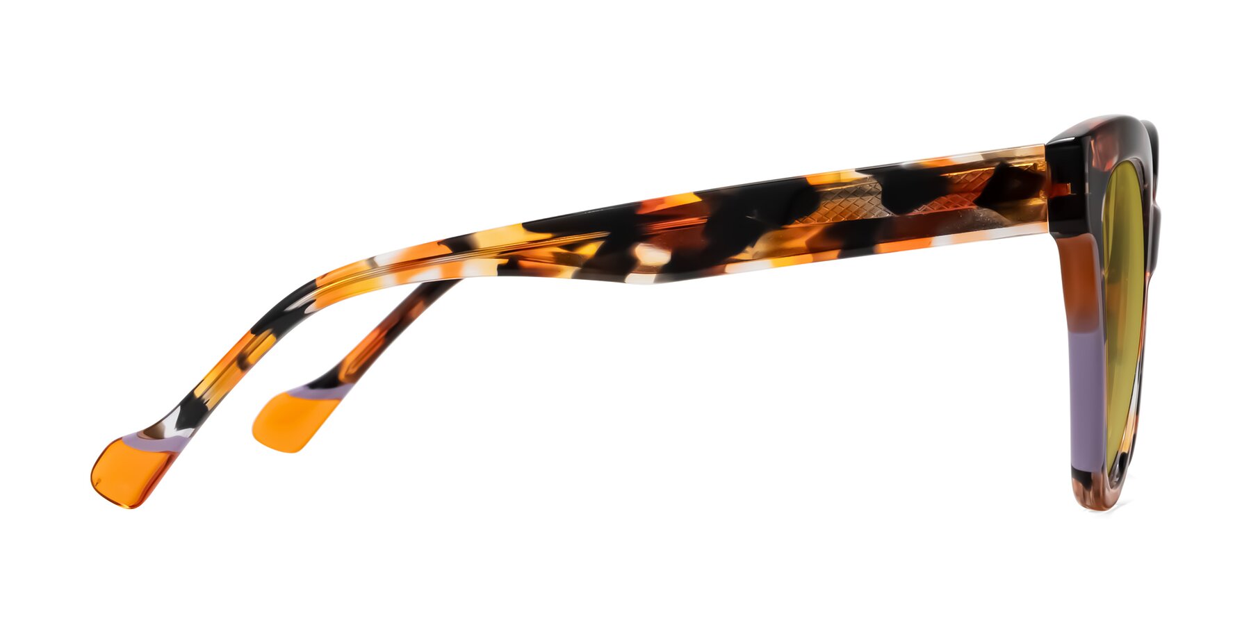 Side of Yalkin in Orange Tortoise with Champagne Tinted Lenses