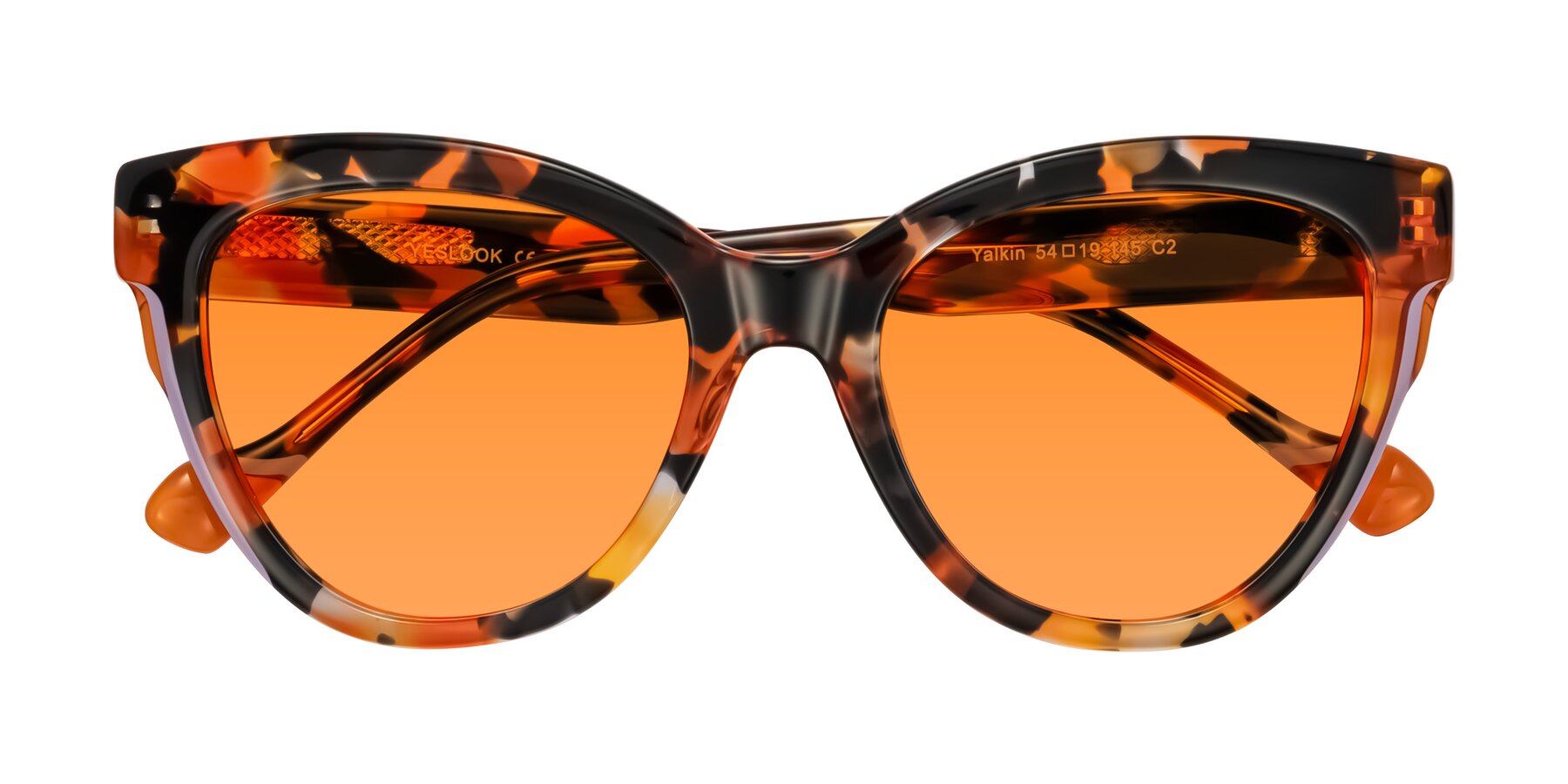 Folded Front of Yalkin in Orange Tortoise with Orange Tinted Lenses
