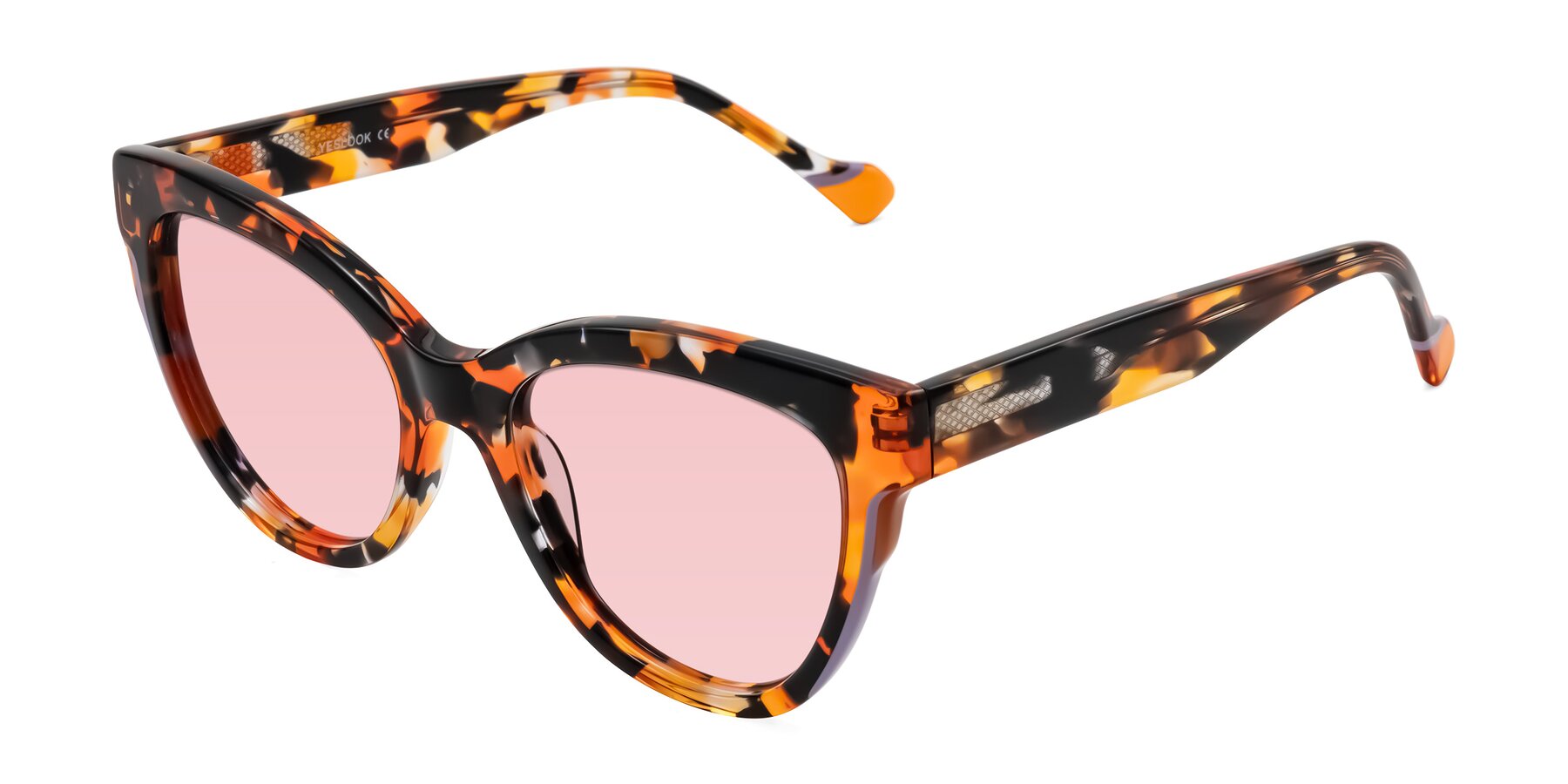 Angle of Yalkin in Orange Tortoise with Light Garnet Tinted Lenses