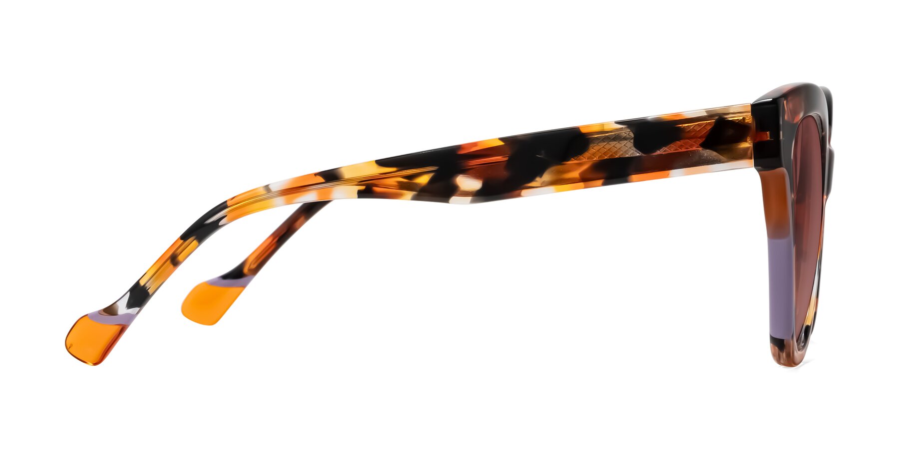 Side of Yalkin in Orange Tortoise with Garnet Tinted Lenses