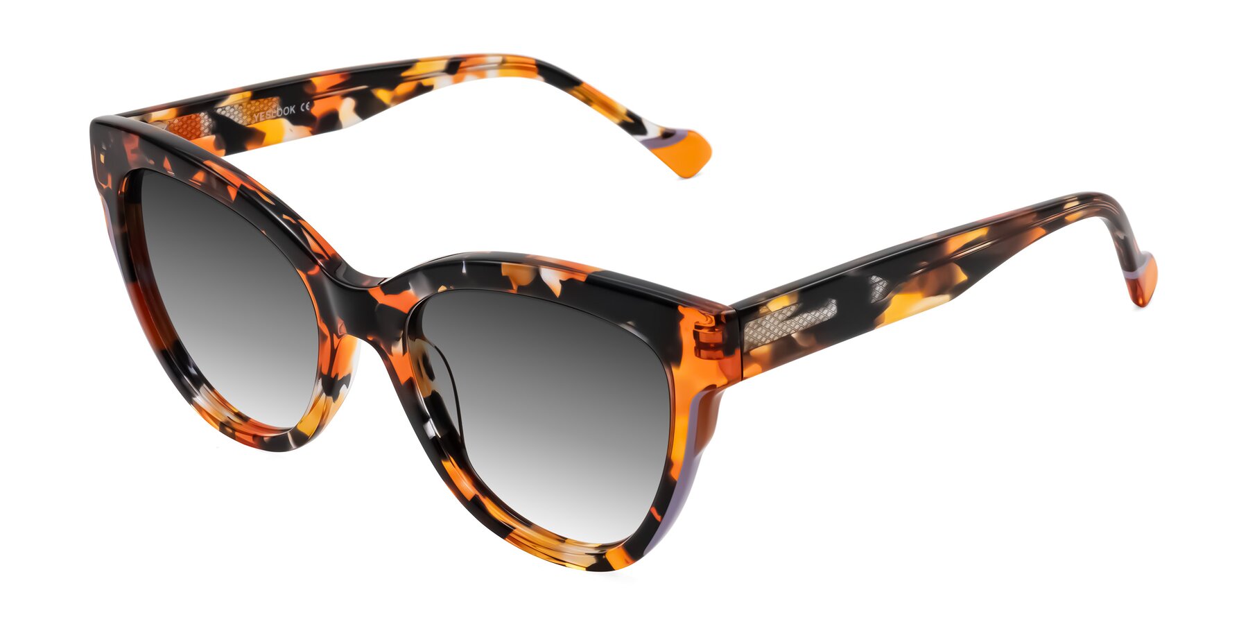 Angle of Yalkin in Orange Tortoise with Gray Gradient Lenses