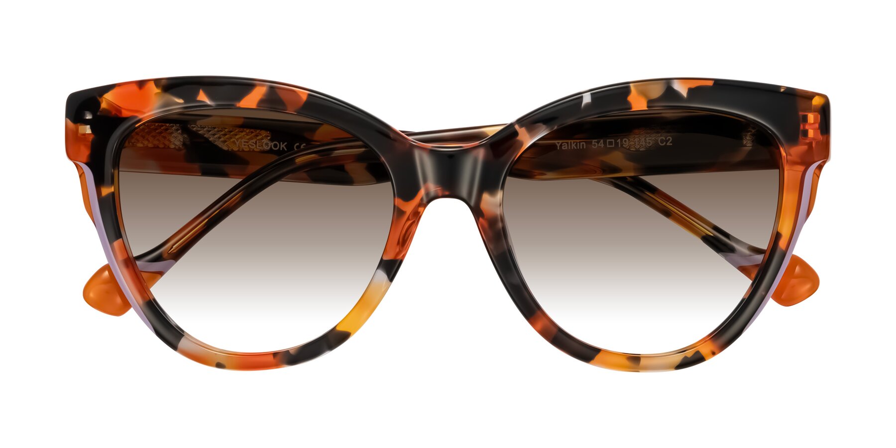 Folded Front of Yalkin in Orange Tortoise with Brown Gradient Lenses