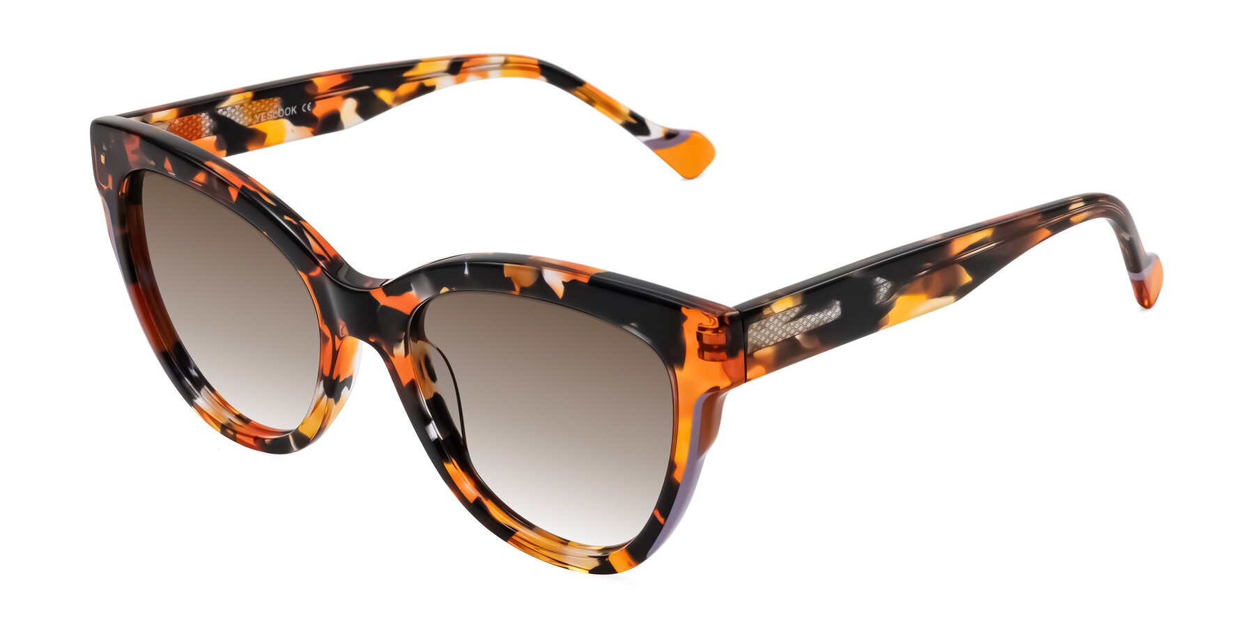Angle of Yalkin in Orange Tortoise with Brown Gradient Lenses