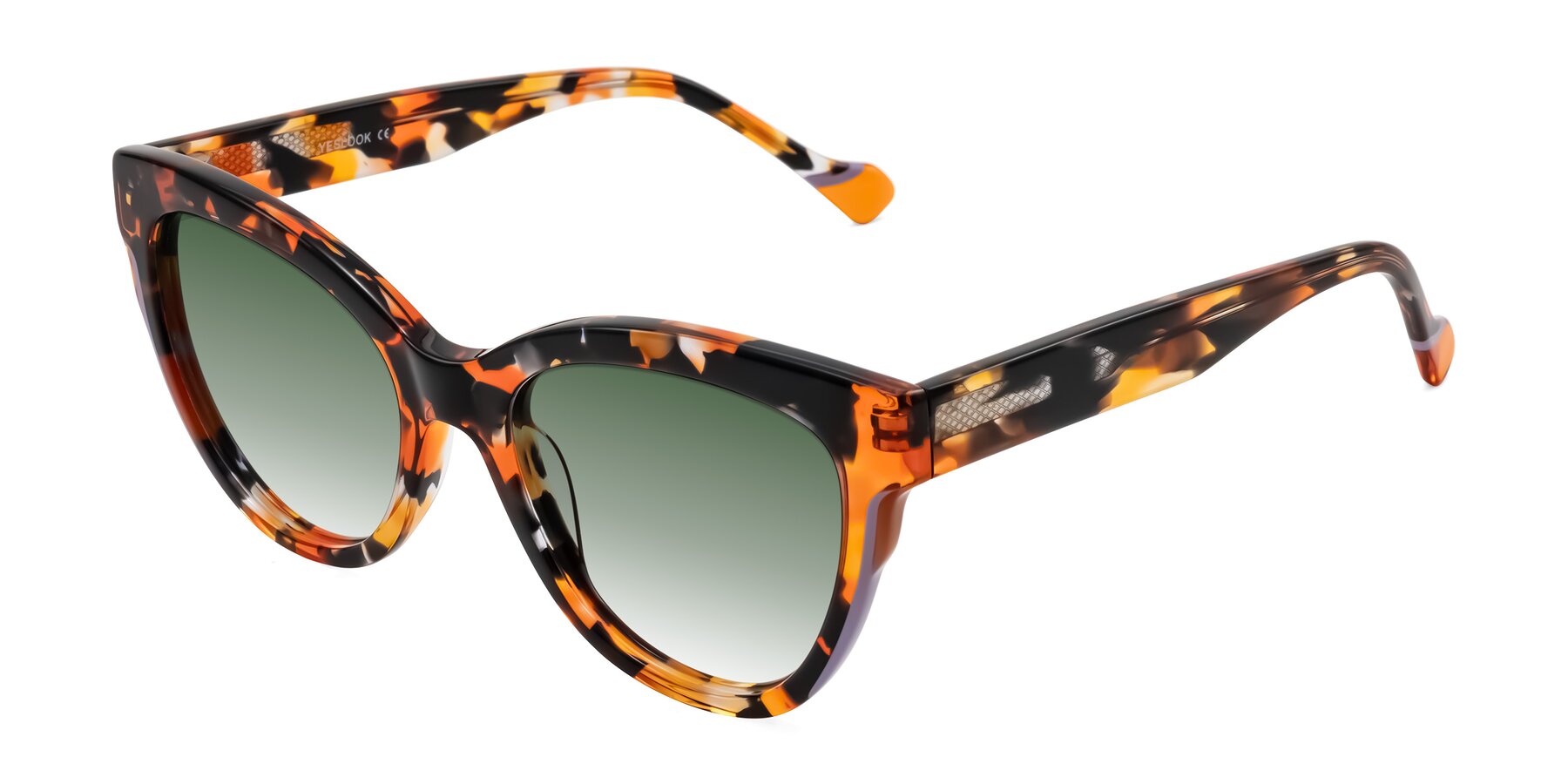 Angle of Yalkin in Orange Tortoise with Green Gradient Lenses