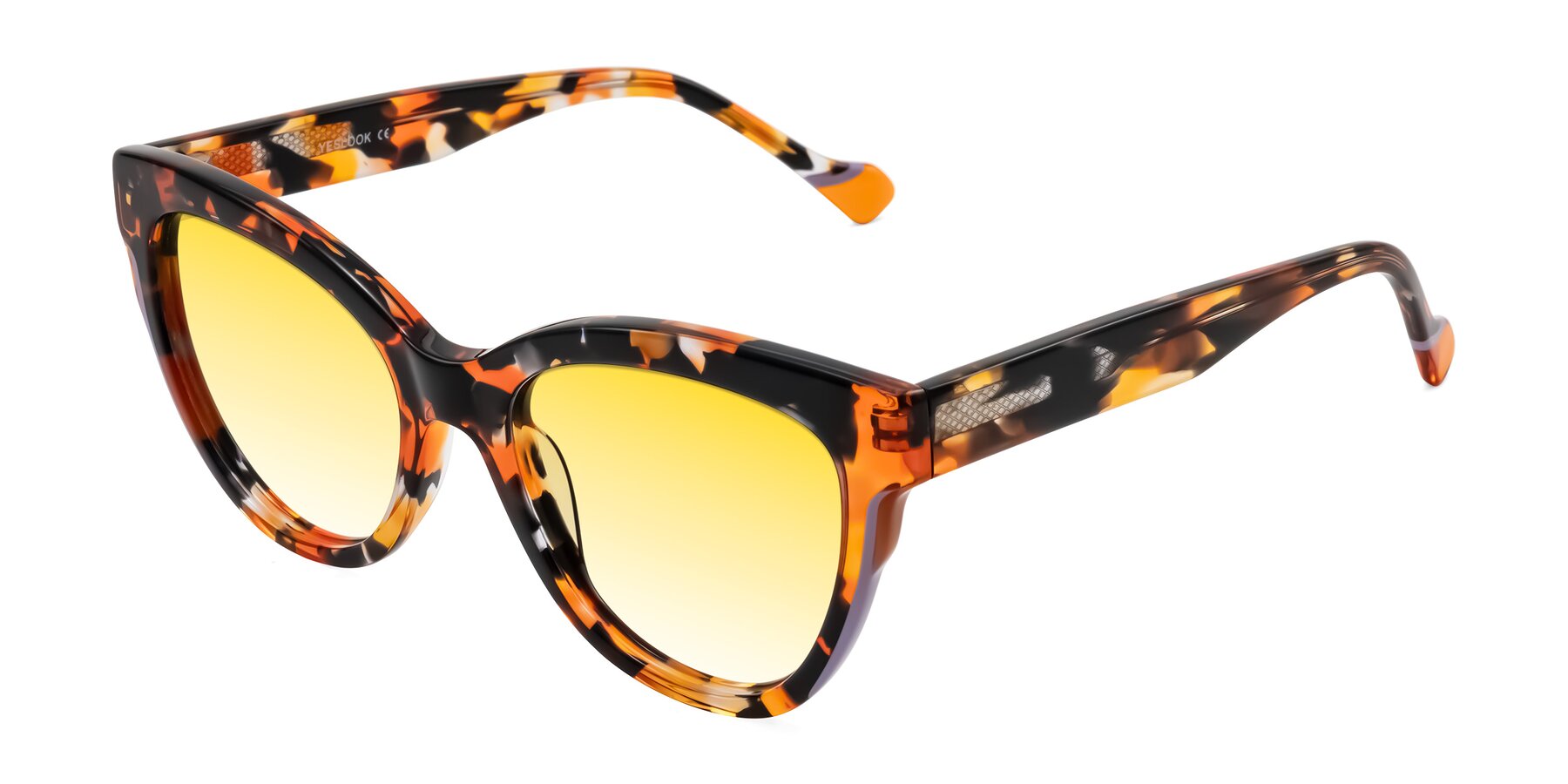 Angle of Yalkin in Orange Tortoise with Yellow Gradient Lenses