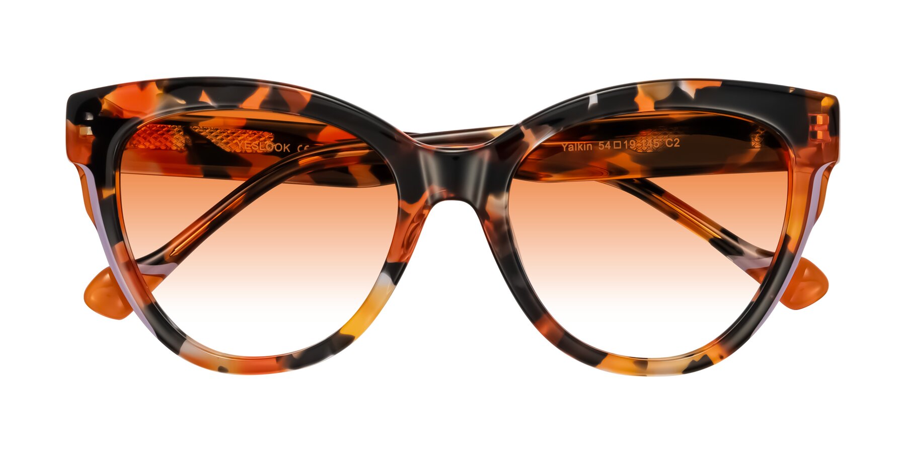 Folded Front of Yalkin in Orange Tortoise with Orange Gradient Lenses