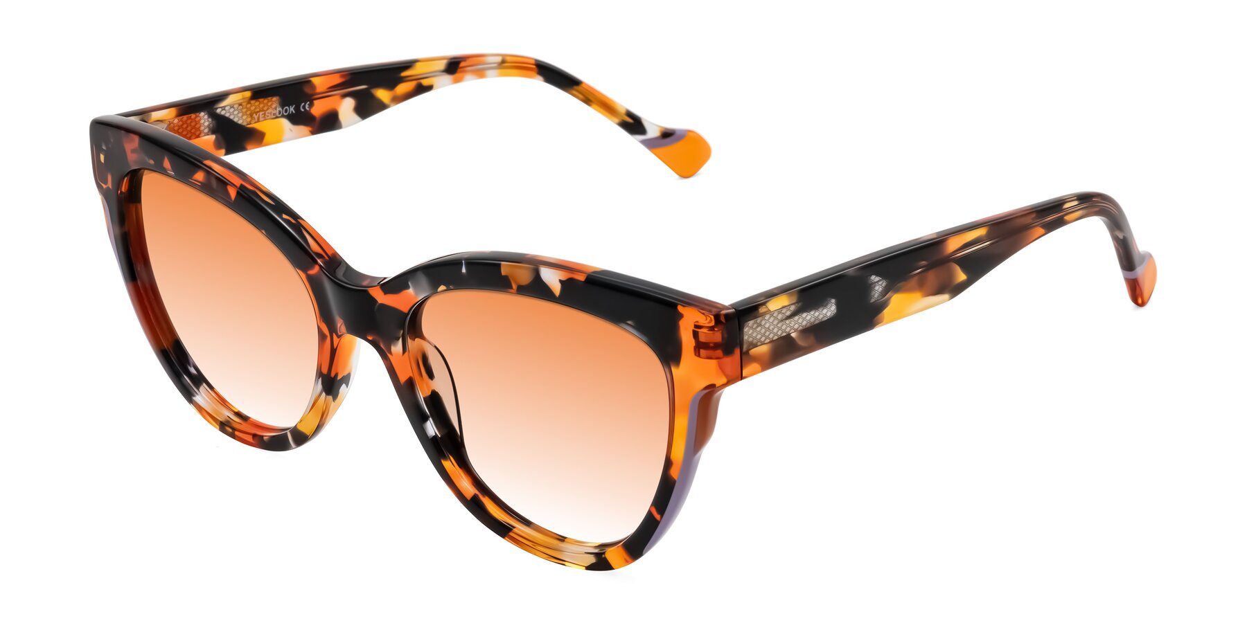 Angle of Yalkin in Orange Tortoise with Orange Gradient Lenses